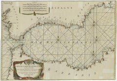 Große dekorative antike Karte des Mittelmeers, ca. 1770