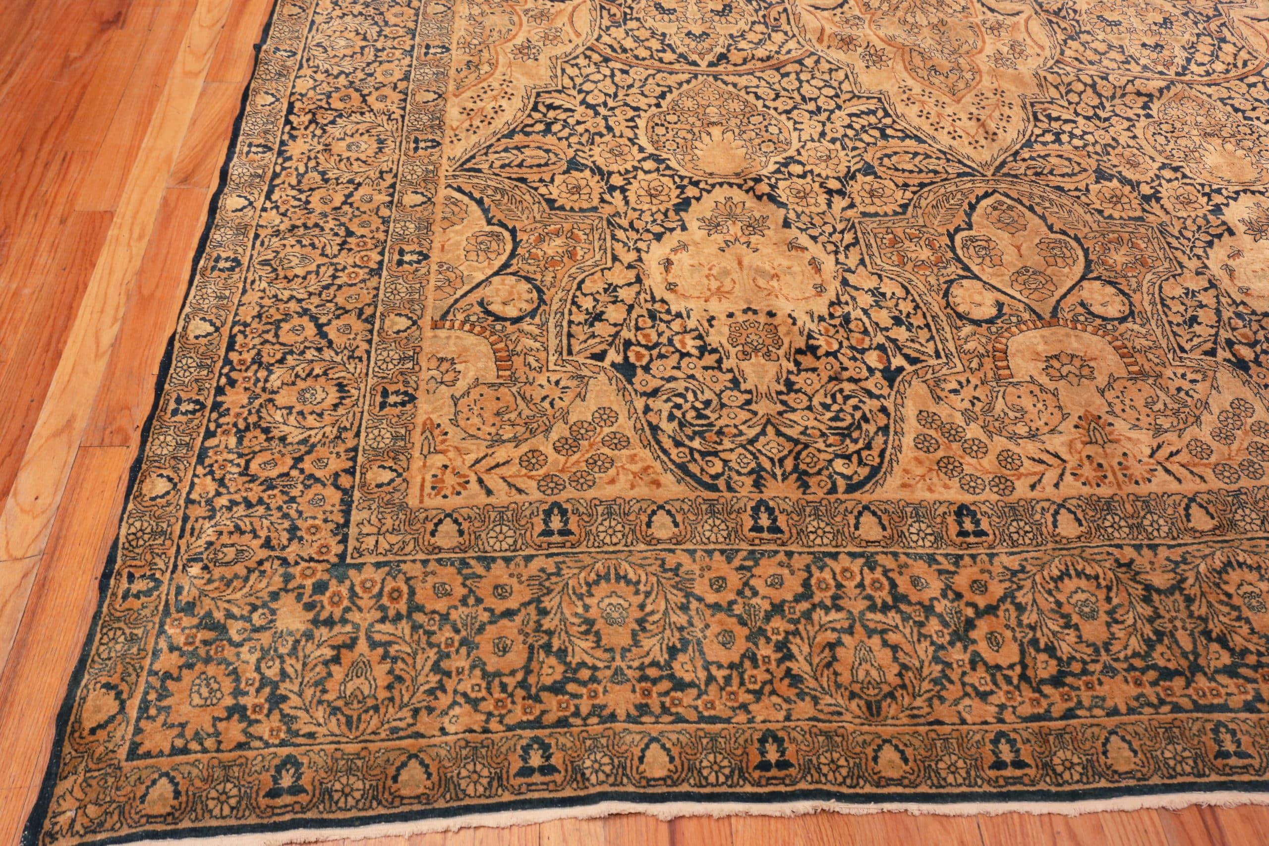 Hand-Knotted Decorative Antique Persian Kerman Rug. 10 ft 8 in x 17 ft 3 in  For Sale