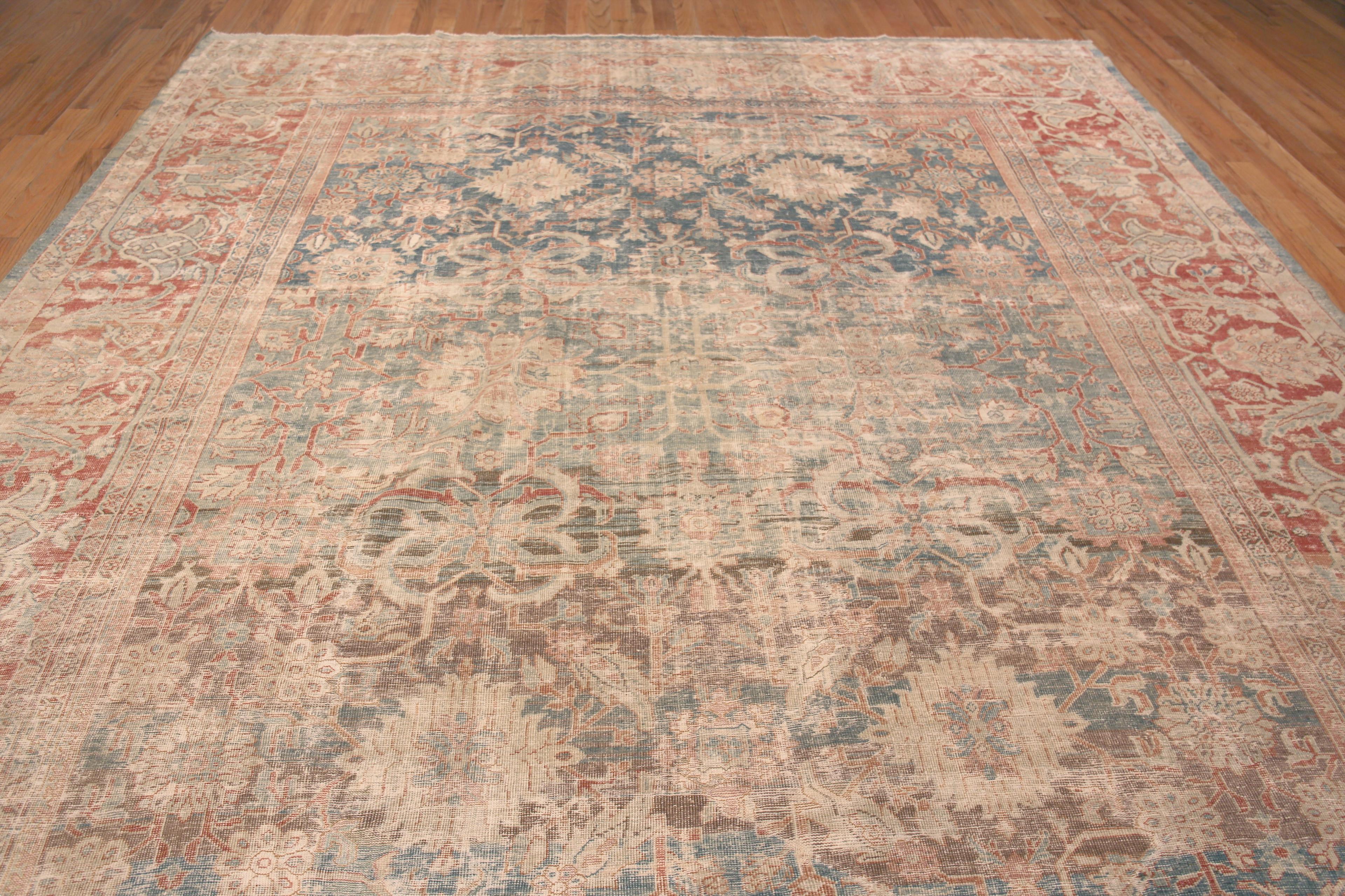 Large Decorative Antique Persian Shabby Chic Sultanabad Rug 11' x 17' For Sale 1