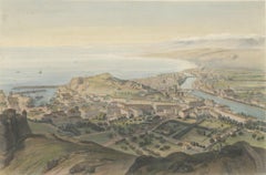 Large Decorative Antique Print with a View of Nice in Southern France, c.1850