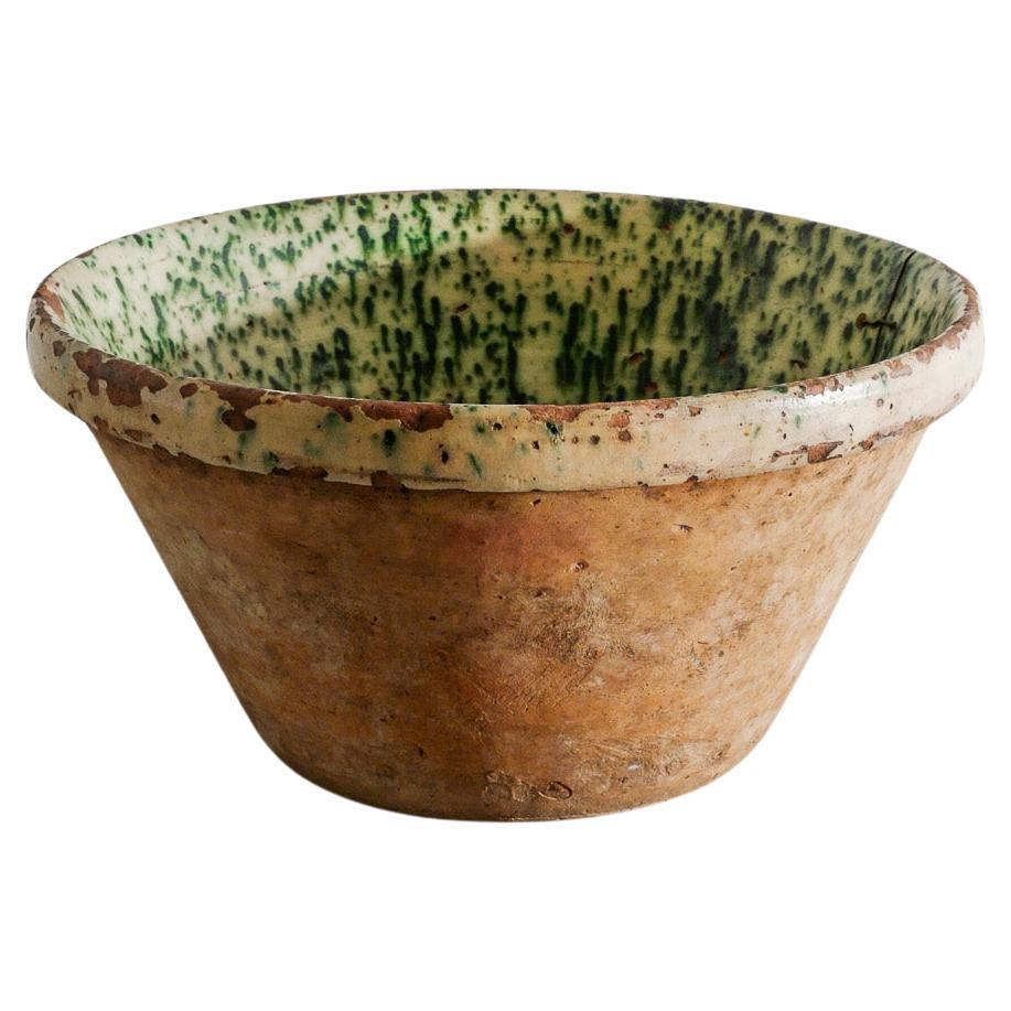 Large Decorative Antique Rustic Danish Stoneware Teracotta Bowl, 1800s
