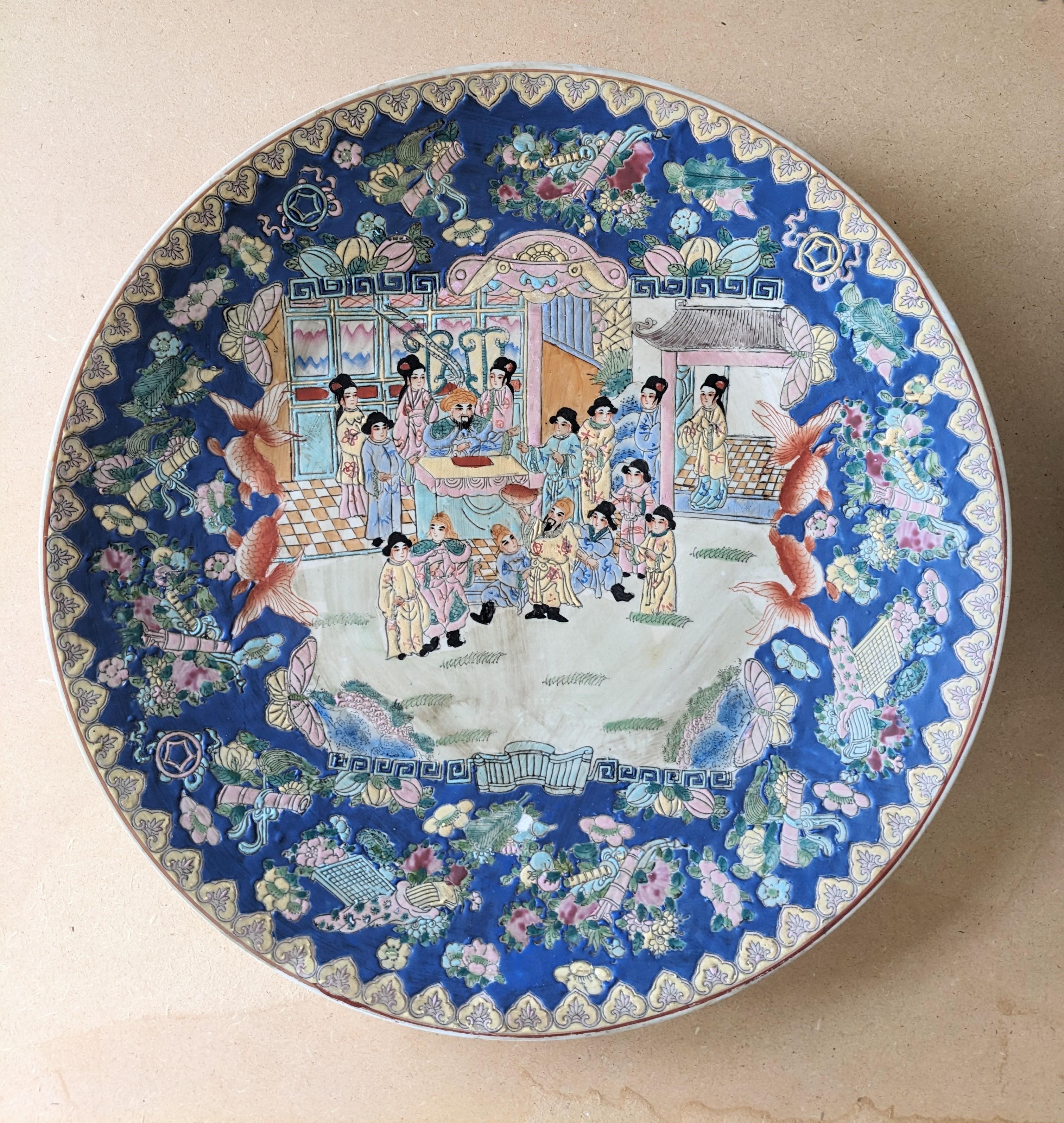 Cargador decorativo asiático grande Chinoiserie en venta
