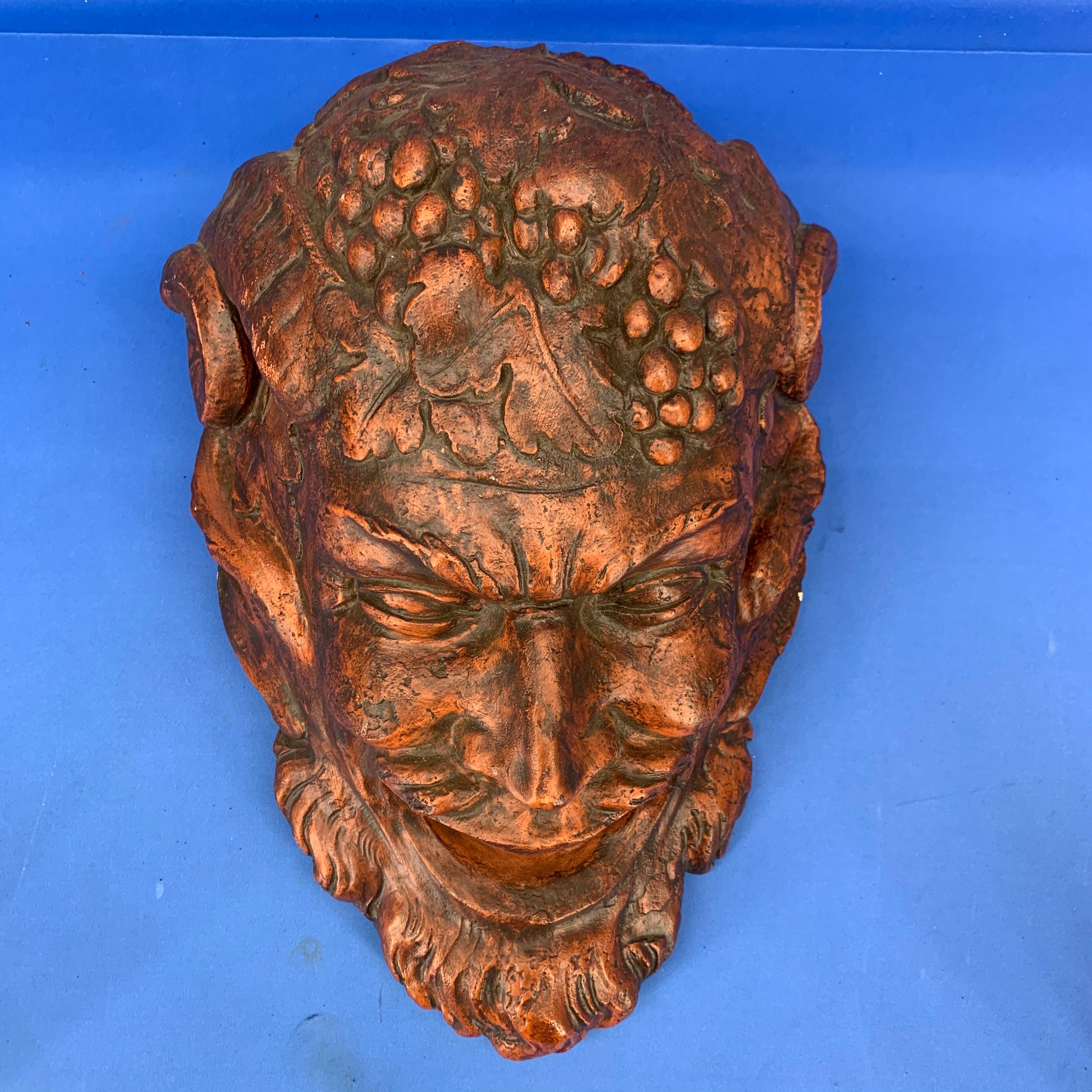 Large Decorative Bacchus Cast Wall Sculpture In Good Condition For Sale In Haddonfield, NJ
