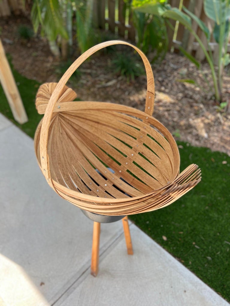 Large Decorative Basket Hickory Artisan Made For Sale at 1stDibs