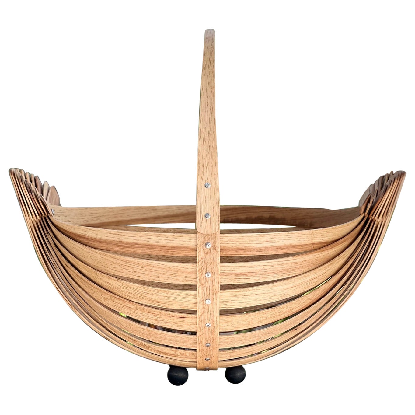 Cesto decorativo grande Hickory Fatto a mano in vendita