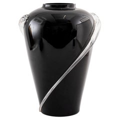 Retro Large Decorative Black Glass Vase