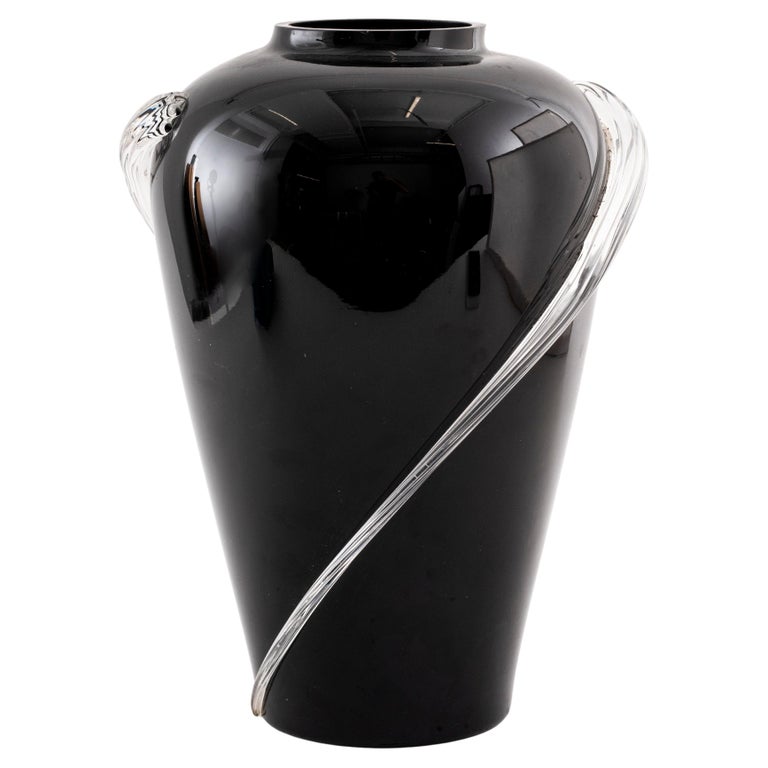 Large Decorative Black Glass Vase For Sale at 1stDibs