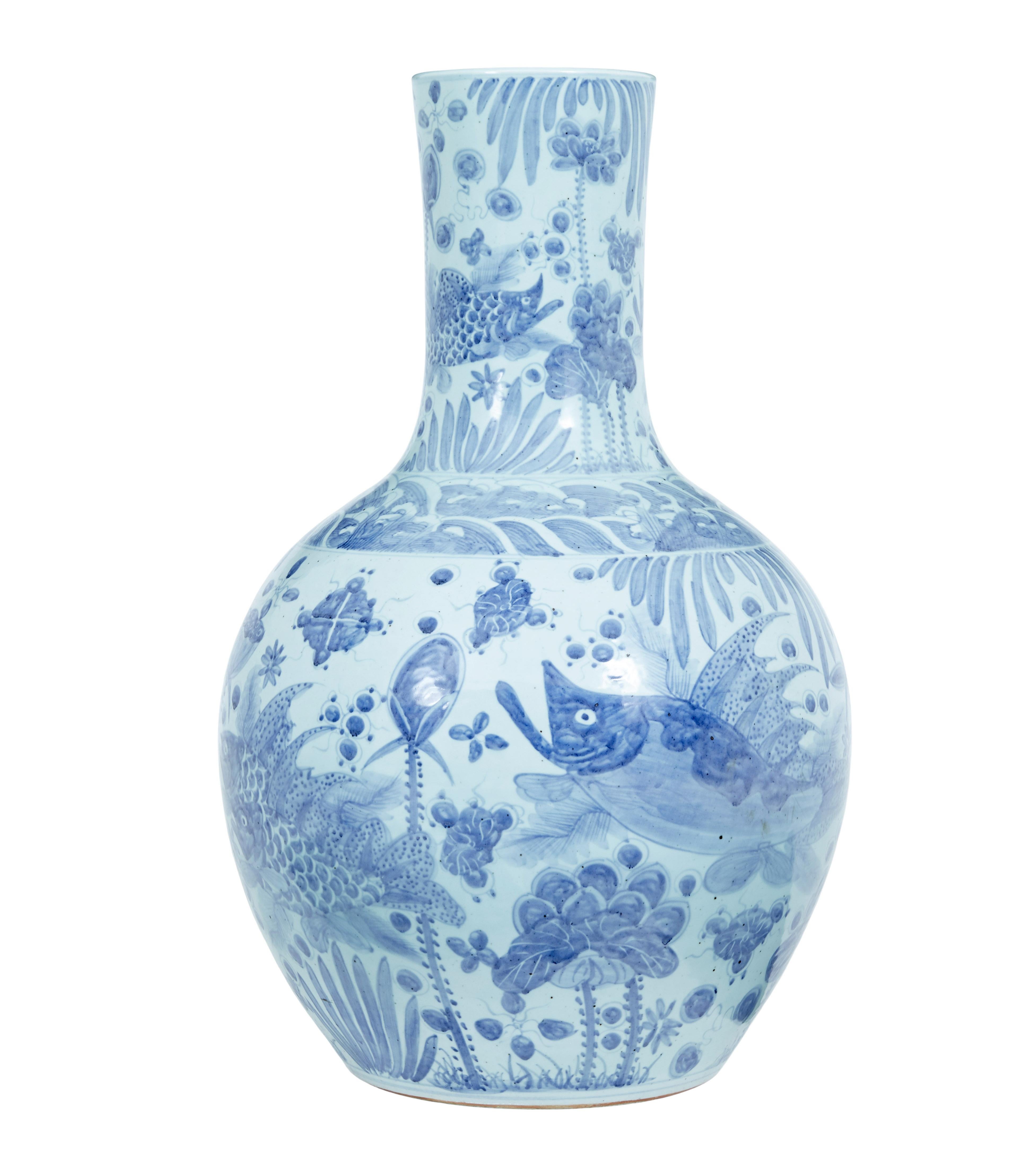 Ming Large Decorative Blue and White Ceramic Chinese Vase