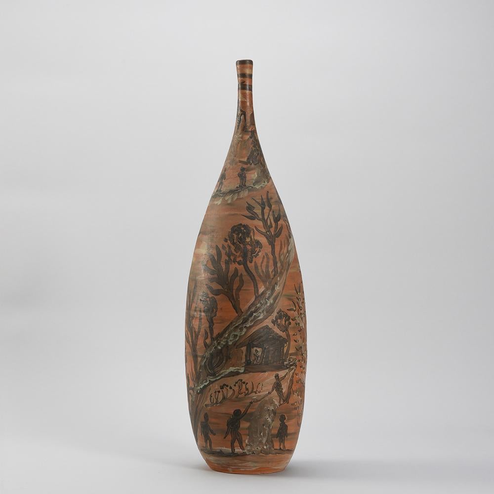 Milieu du XXe siècle  Grande bouteille décorative du céramiste français Jules Agard  en vente