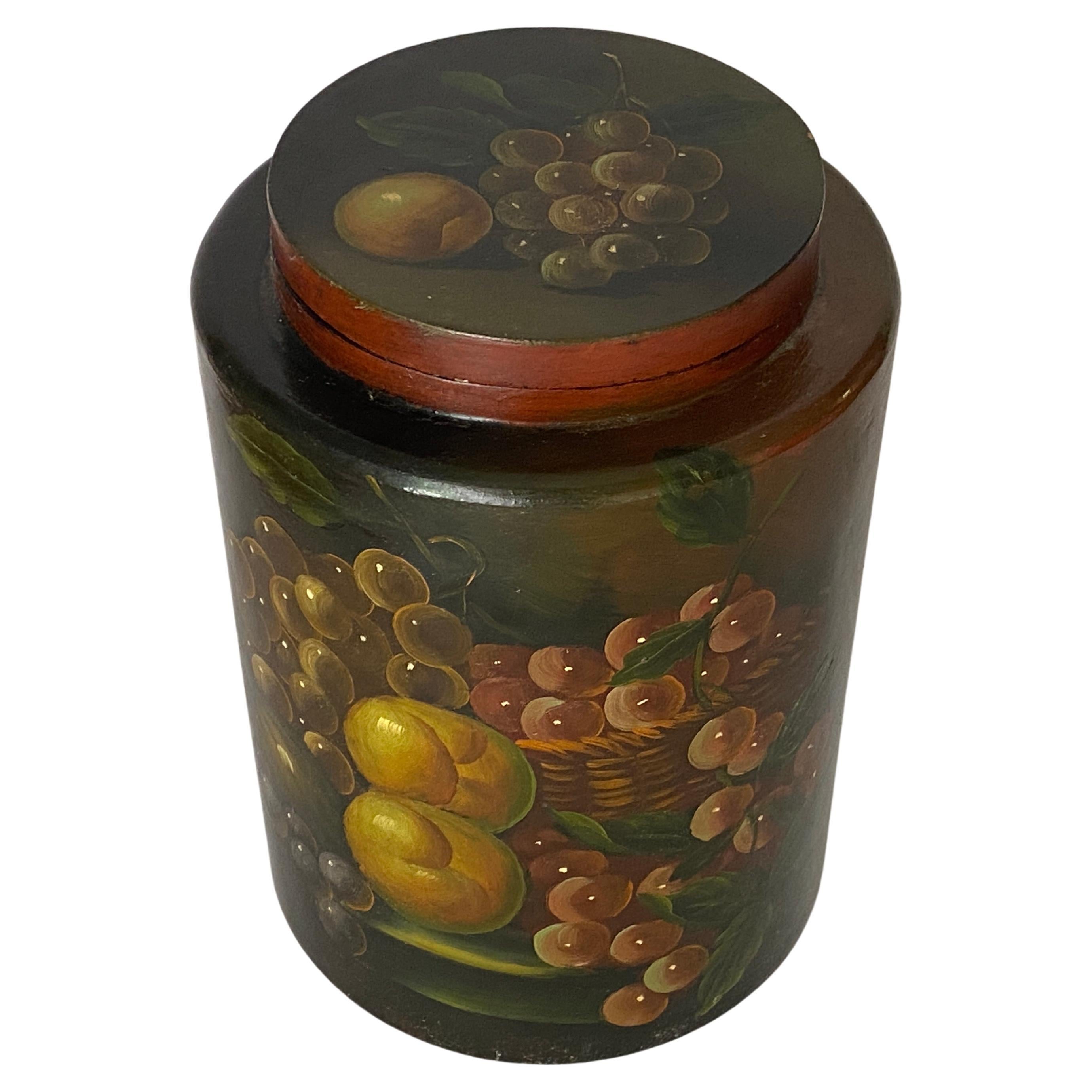 Large Decorative Box, in Wood, England, 20th Century Fruits Decor For Sale