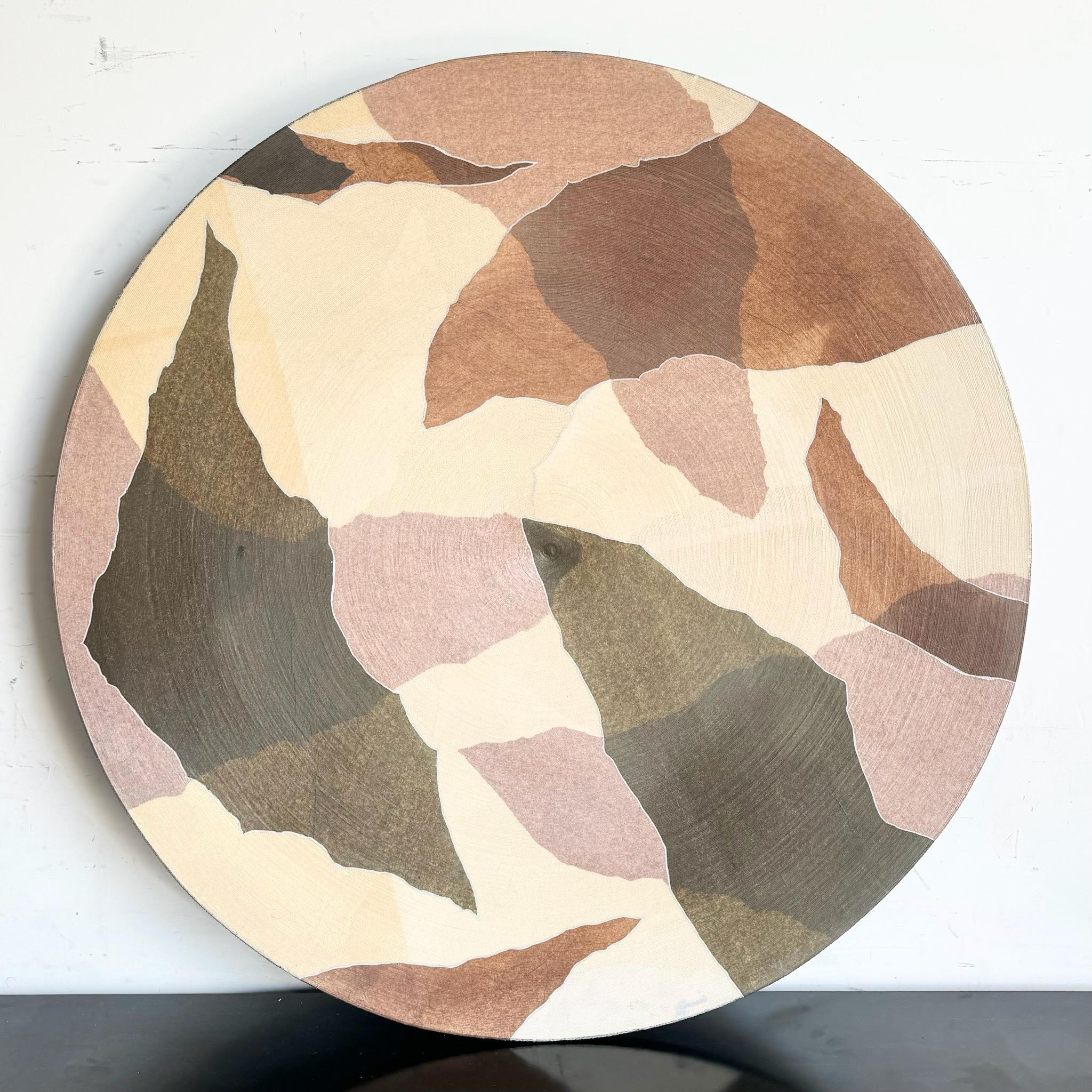 Large Decorative Brown and Tan Cardboard Plate In Good Condition For Sale In Delray Beach, FL