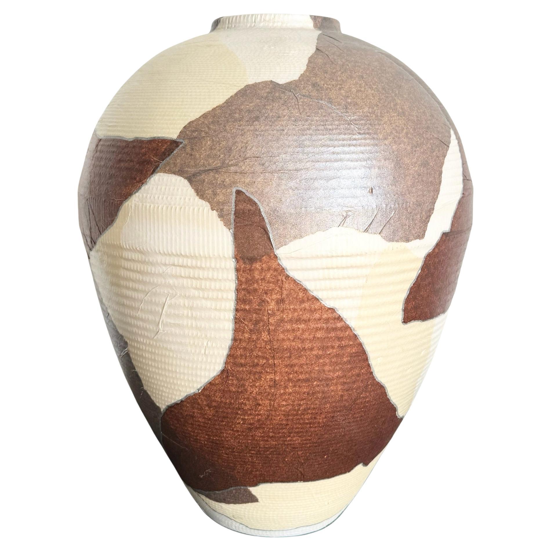 Large Decorative Brown and Tan Cardboard Vase