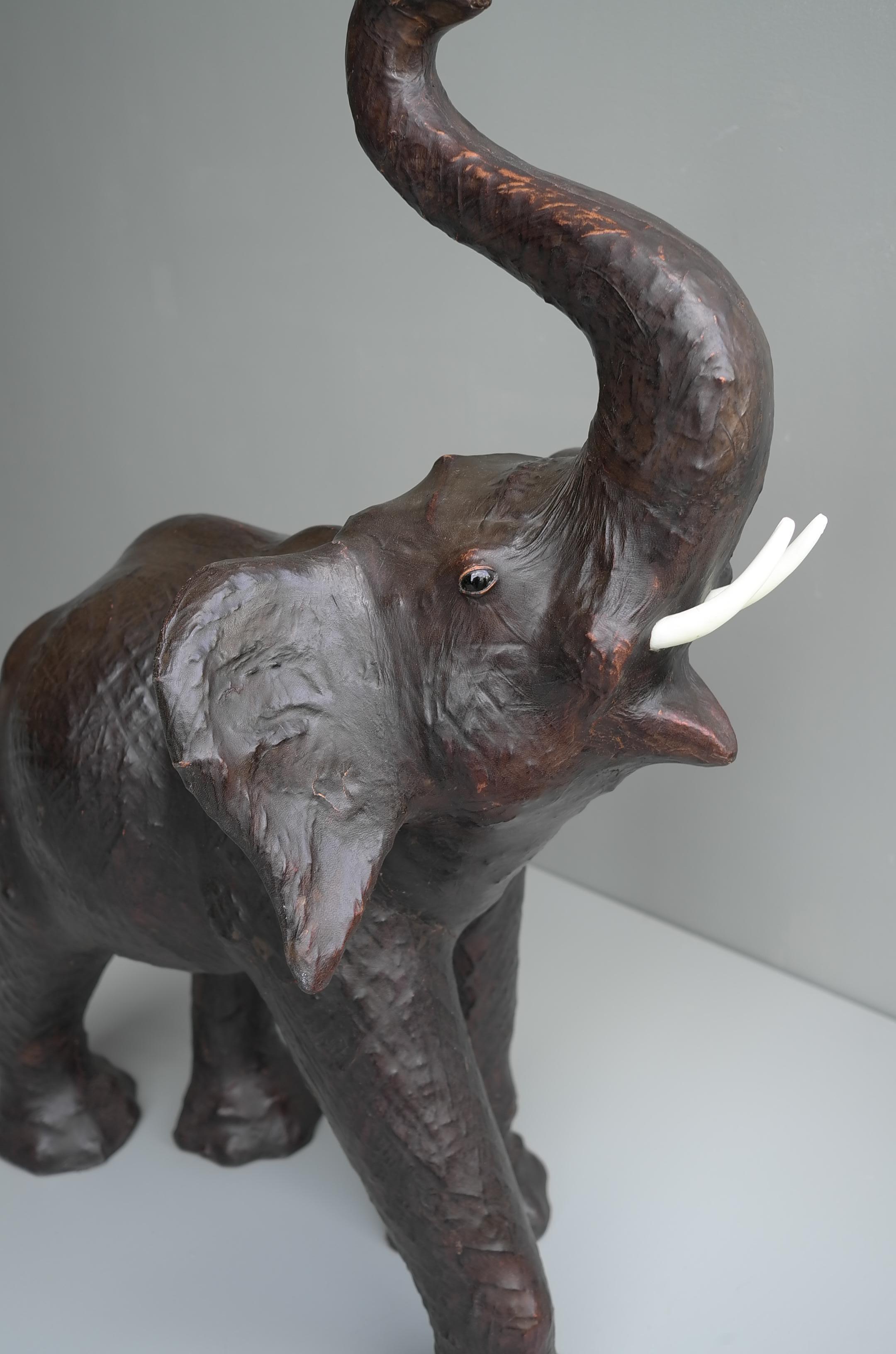 large leather elephant statue