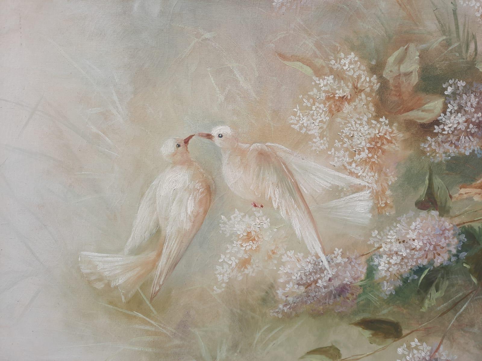 Große dekorative Leinwand, CIRCA 1900, signiert A. Hubert im Angebot 5