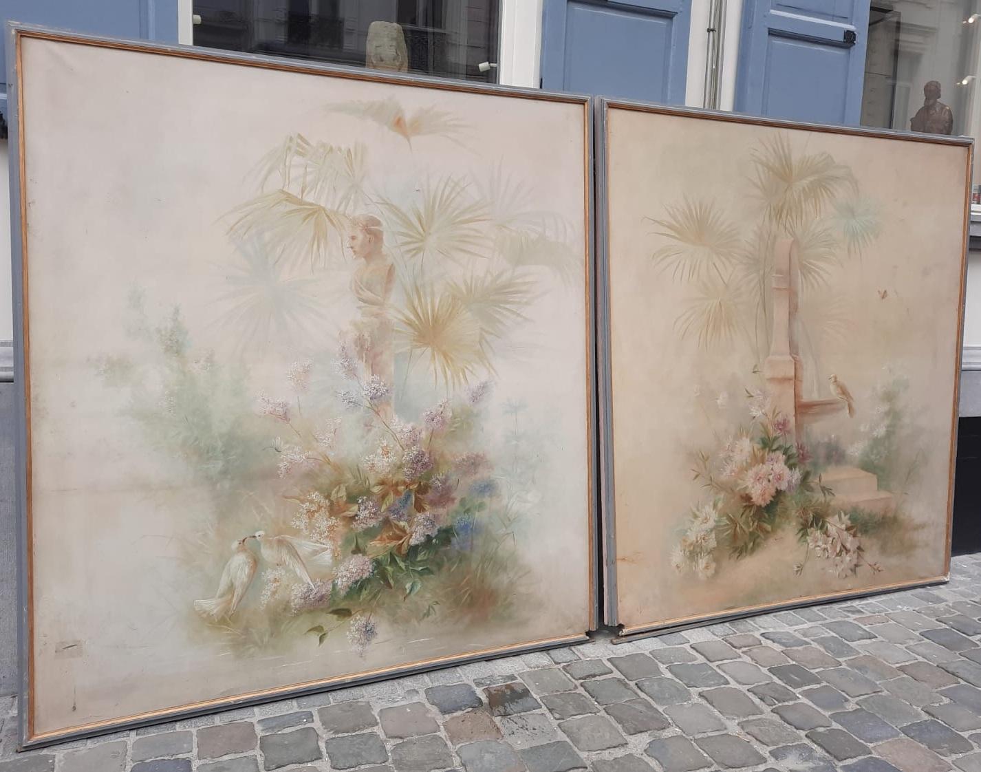 Große dekorative Leinwand, CIRCA 1900, signiert A. Hubert (Europäisch) im Angebot