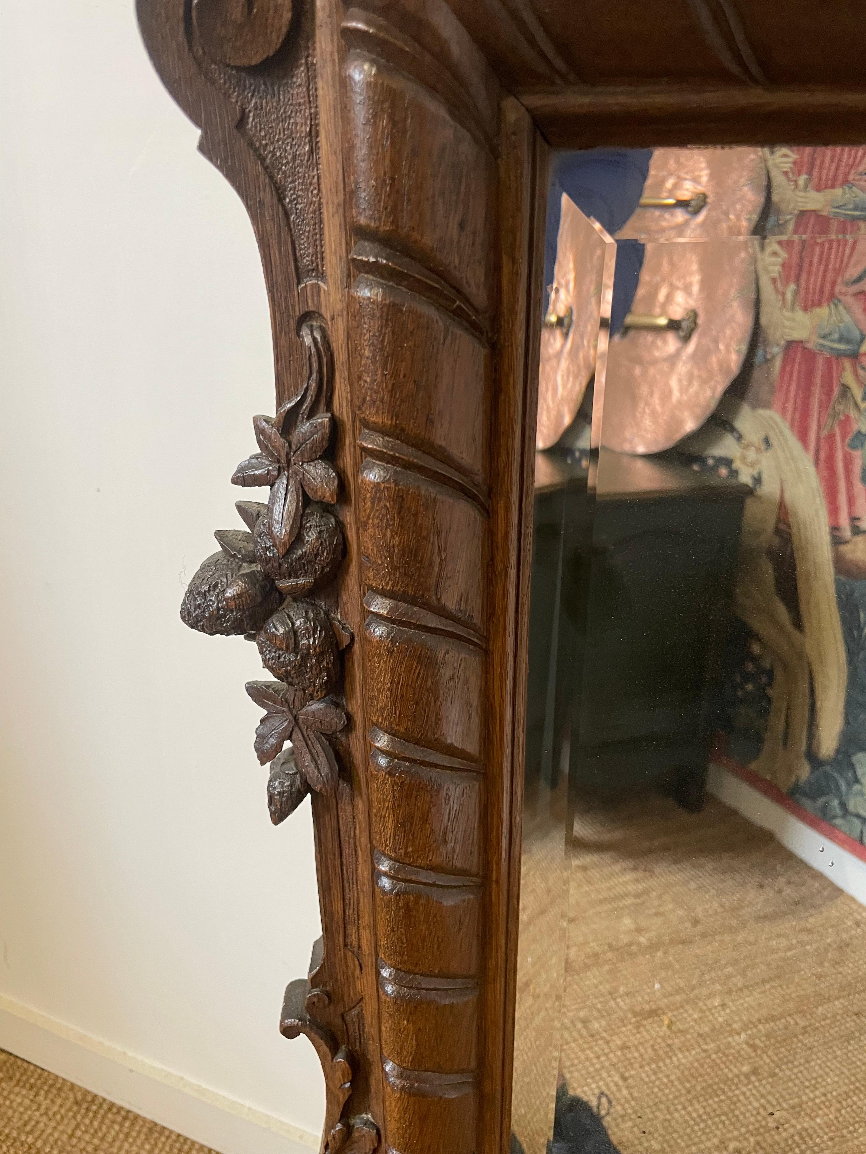 Large decorative carved oak mirror For Sale 1