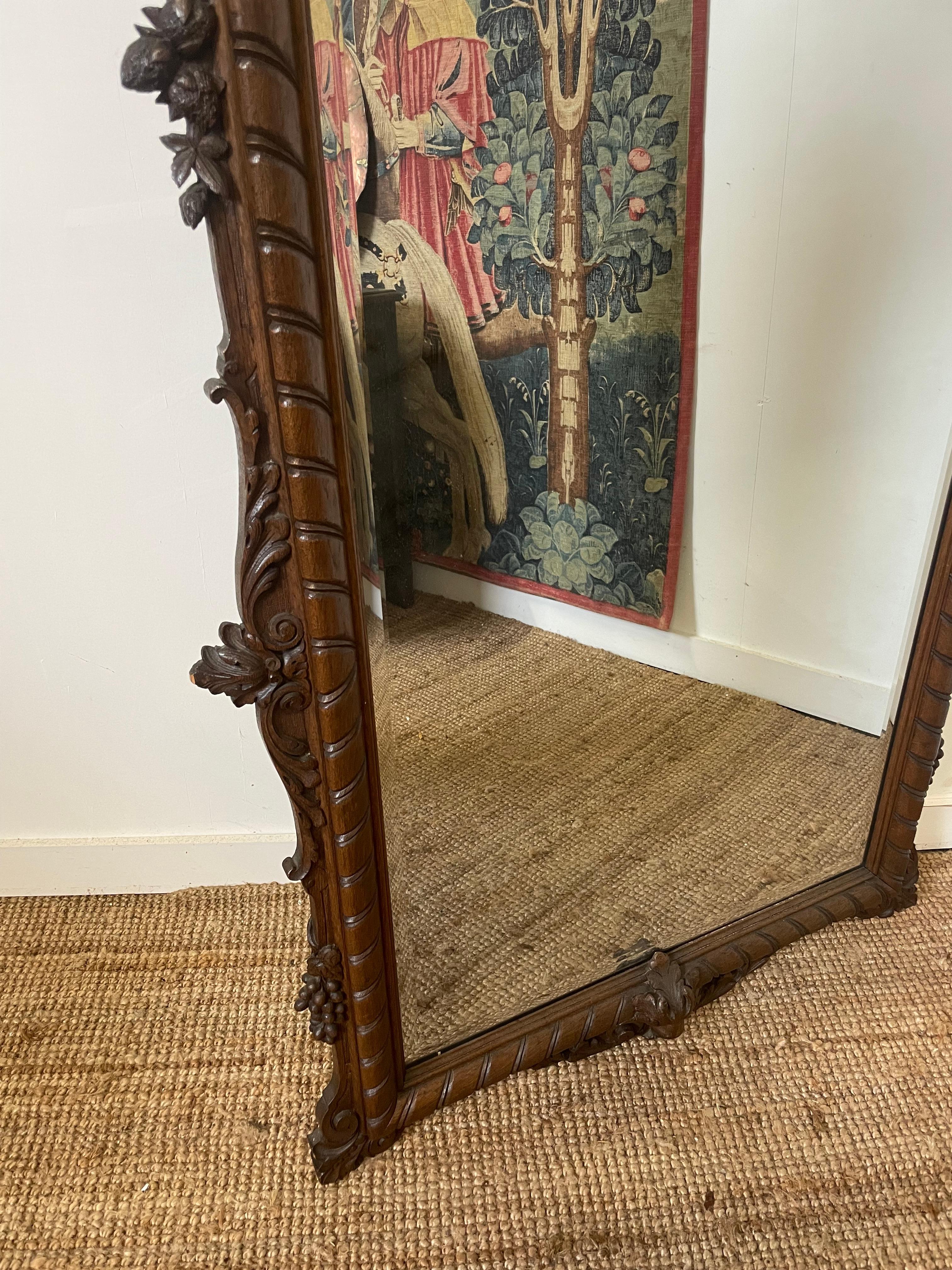 Large decorative carved oak mirror  For Sale 2