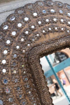 Large Decorative Carved Wood "Peacock" Oval Mirror