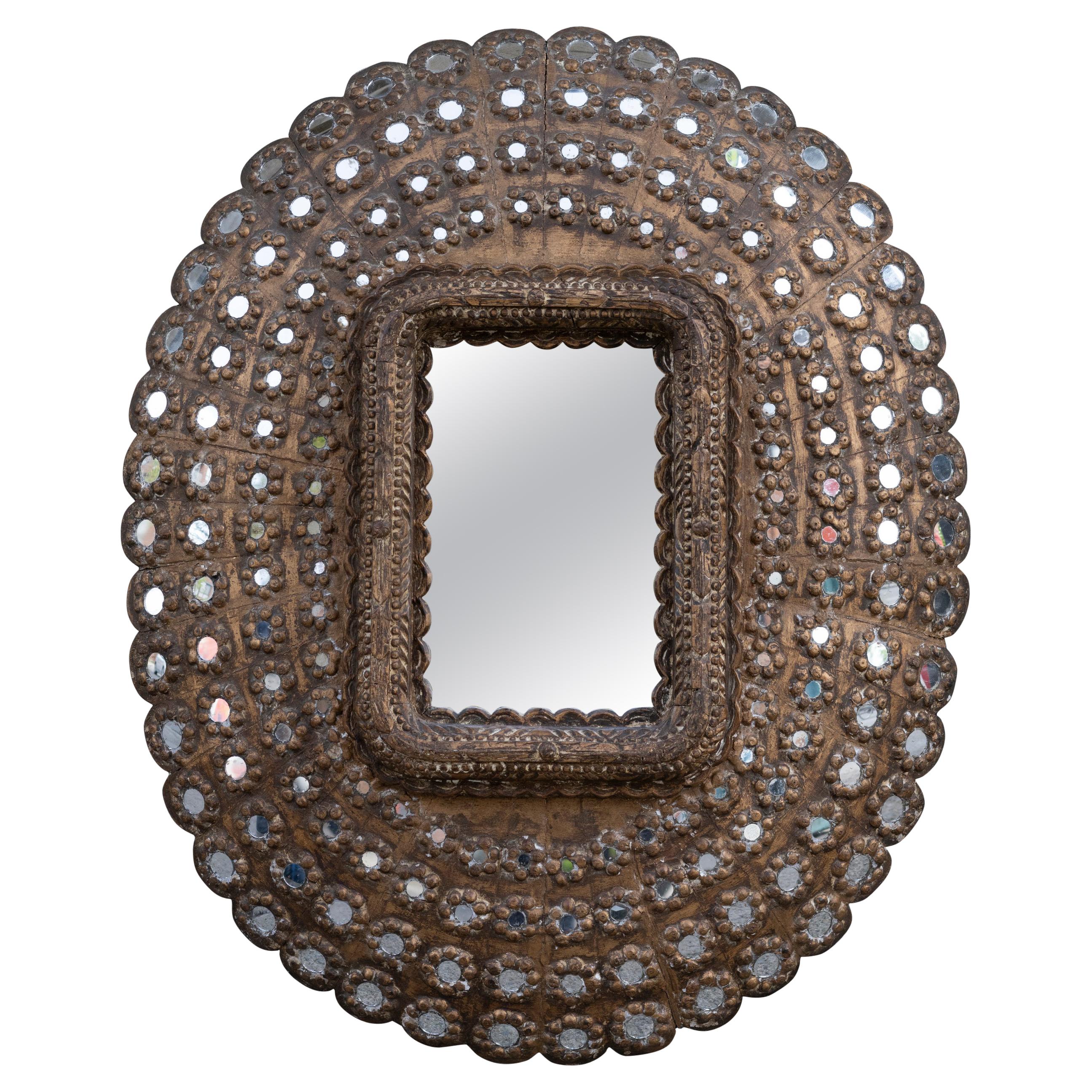 Large Decorative Carved Wood "Peacock" Oval Mirror