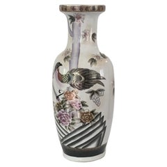 Large Decorative Ceramic Chinese Floor Vase With Birds