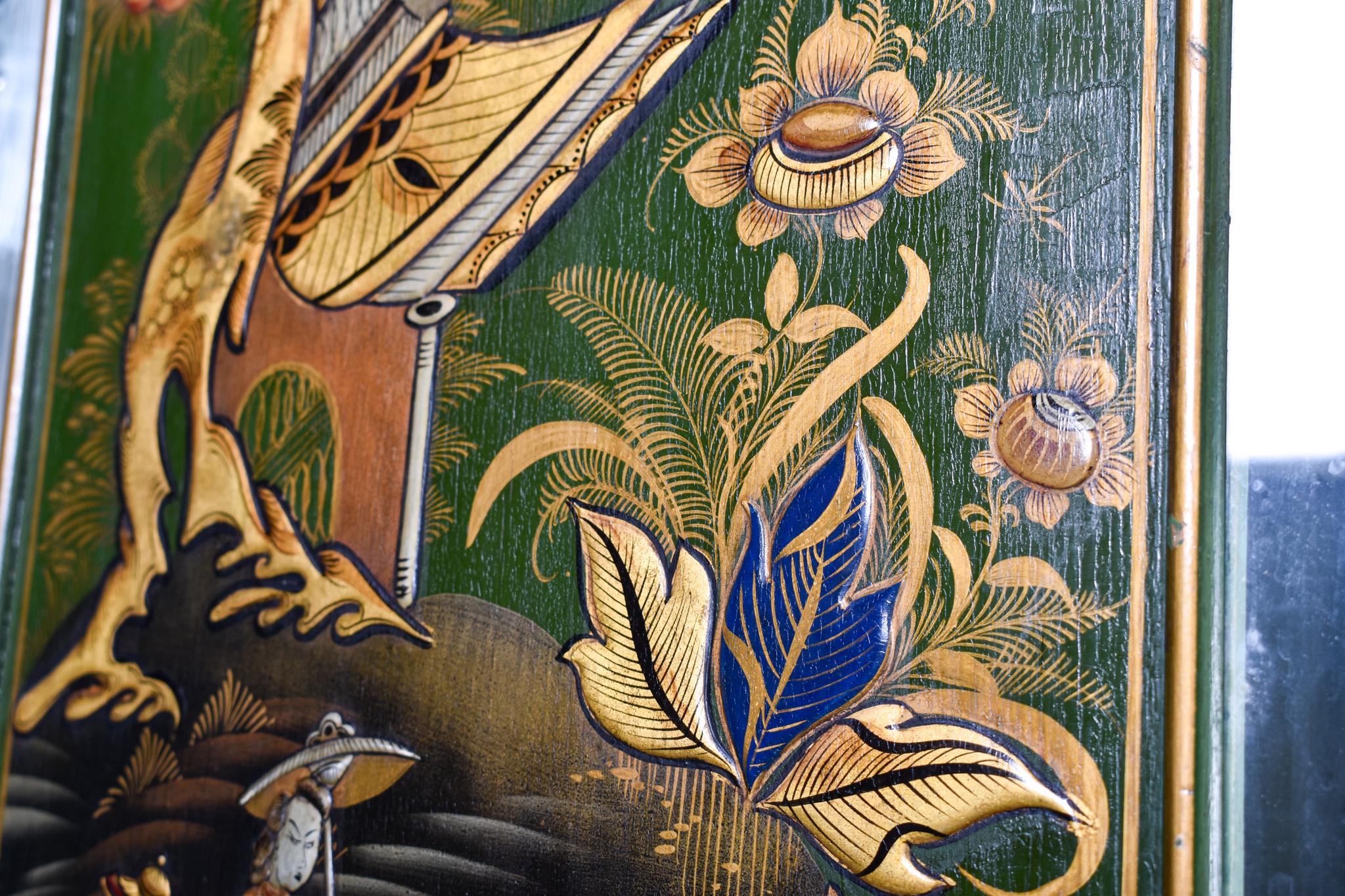 Hand-Painted Large Decorative Chinoiserie Cabinet