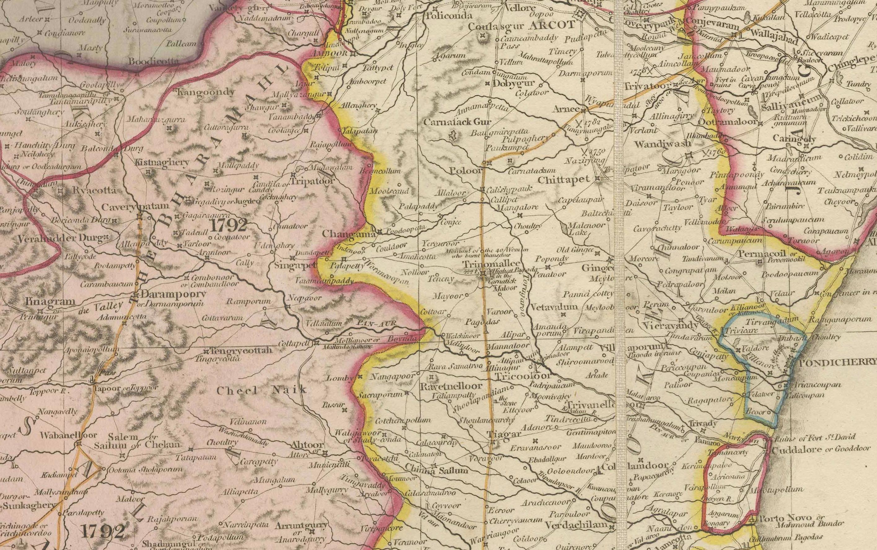 Carte ancienne de l'Inde du Sud - 