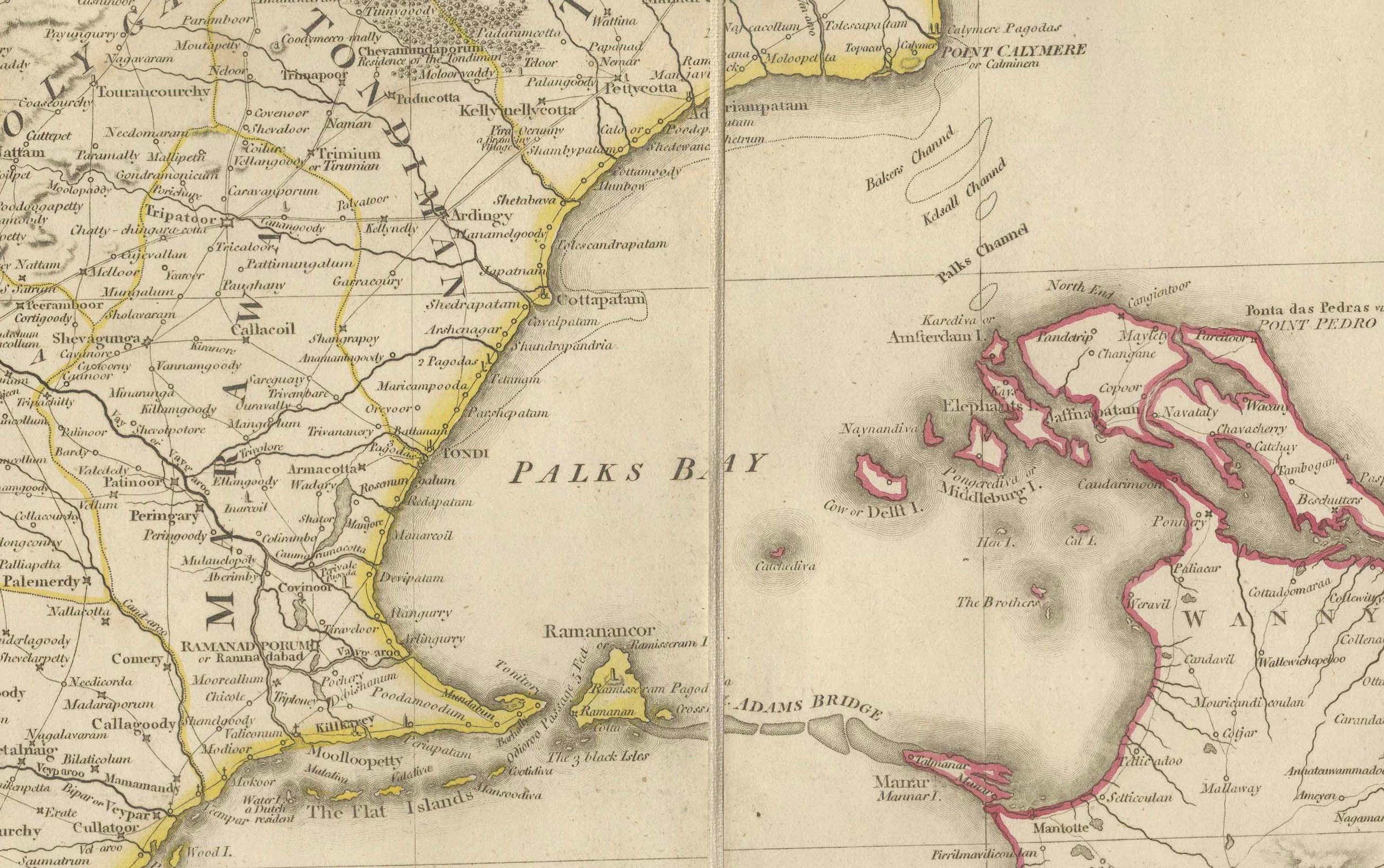 Grande carte décorative de l'Inde du Sud à l'époque coloniale - Péninsule de l'Inde, 1800 en vente 2