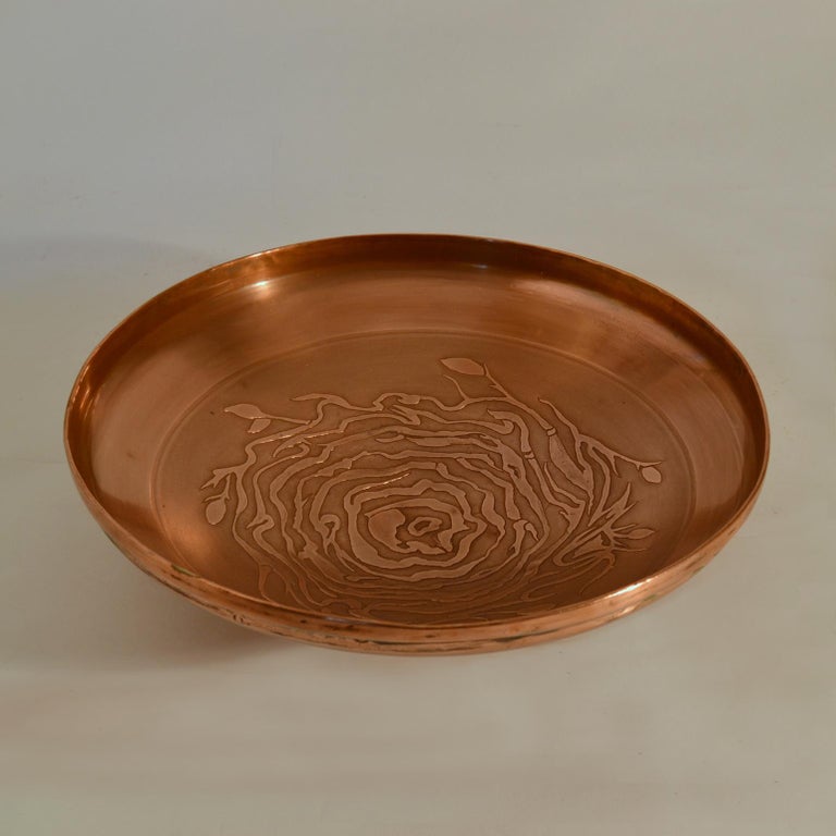 Large Decorative Copper Bowl with Etched Motive For Sale at 1stDibs copper decorative bowls