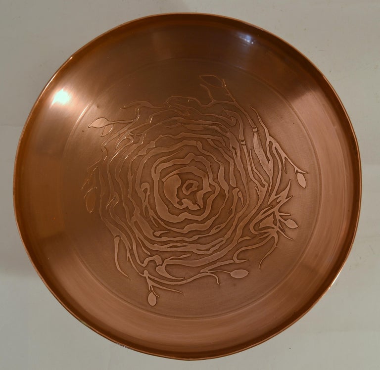 Large Decorative Copper Bowl with Etched Motive For Sale at 1stDibs copper decorative bowls
