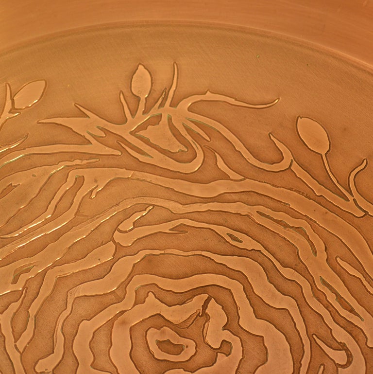 Large Decorative Copper Bowl with Etched Motive For Sale at 1stDibs copper decorative bowls
