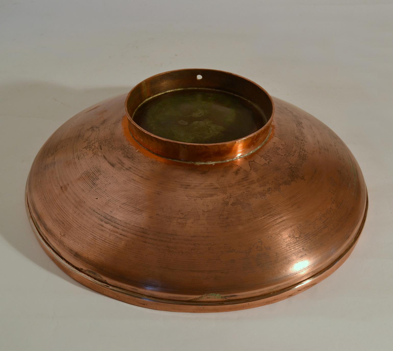 Early 20th Century Large Decorative Copper Bowl with Etched Motive For Sale