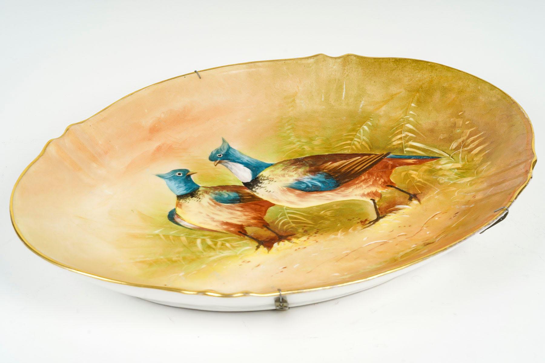 French Large Decorative Dish from the Limoges Porcelain Factory. For Sale