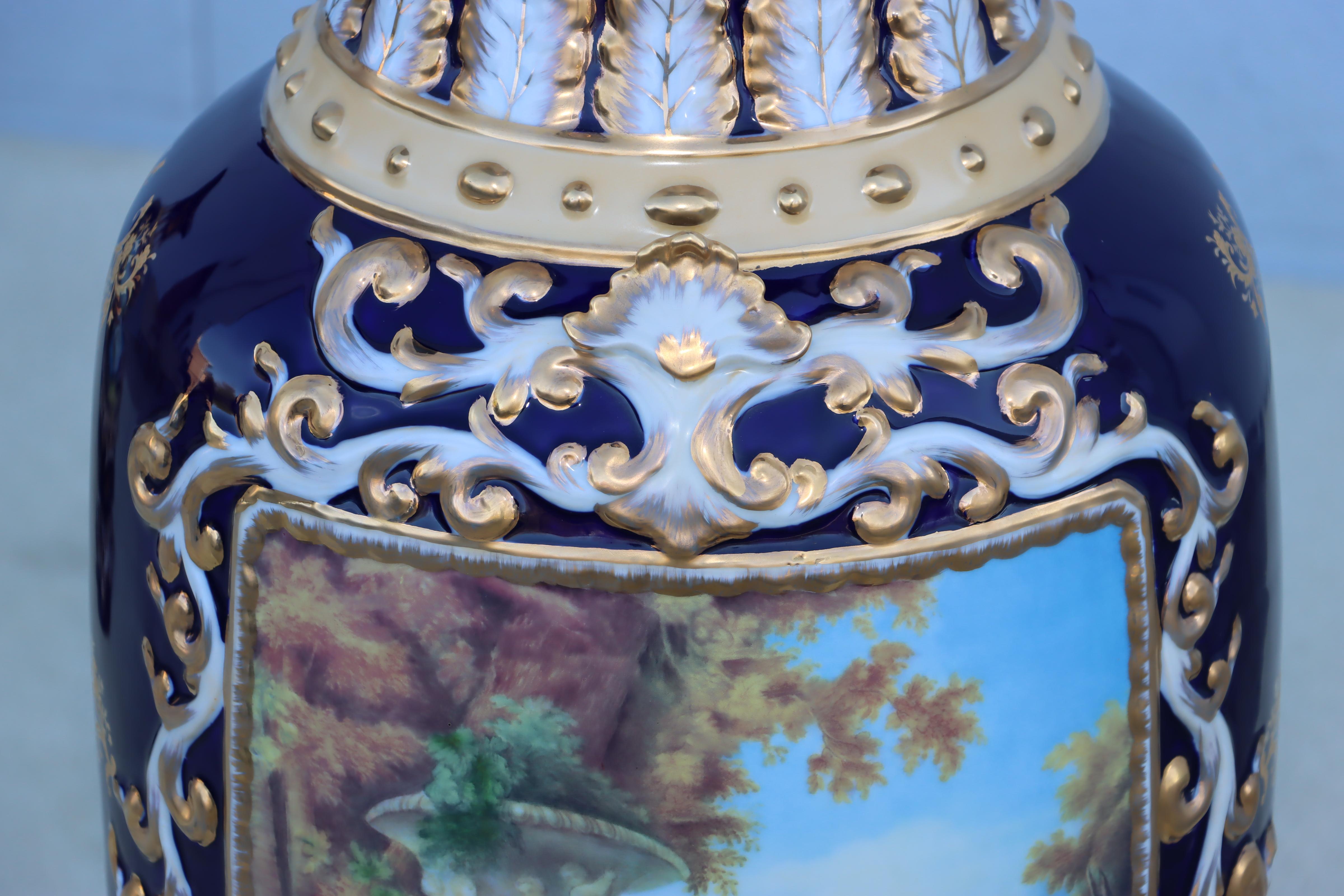 Large Decorative Floor Vases After Richard Klemm Dresden Made By Limoges For Sale 3