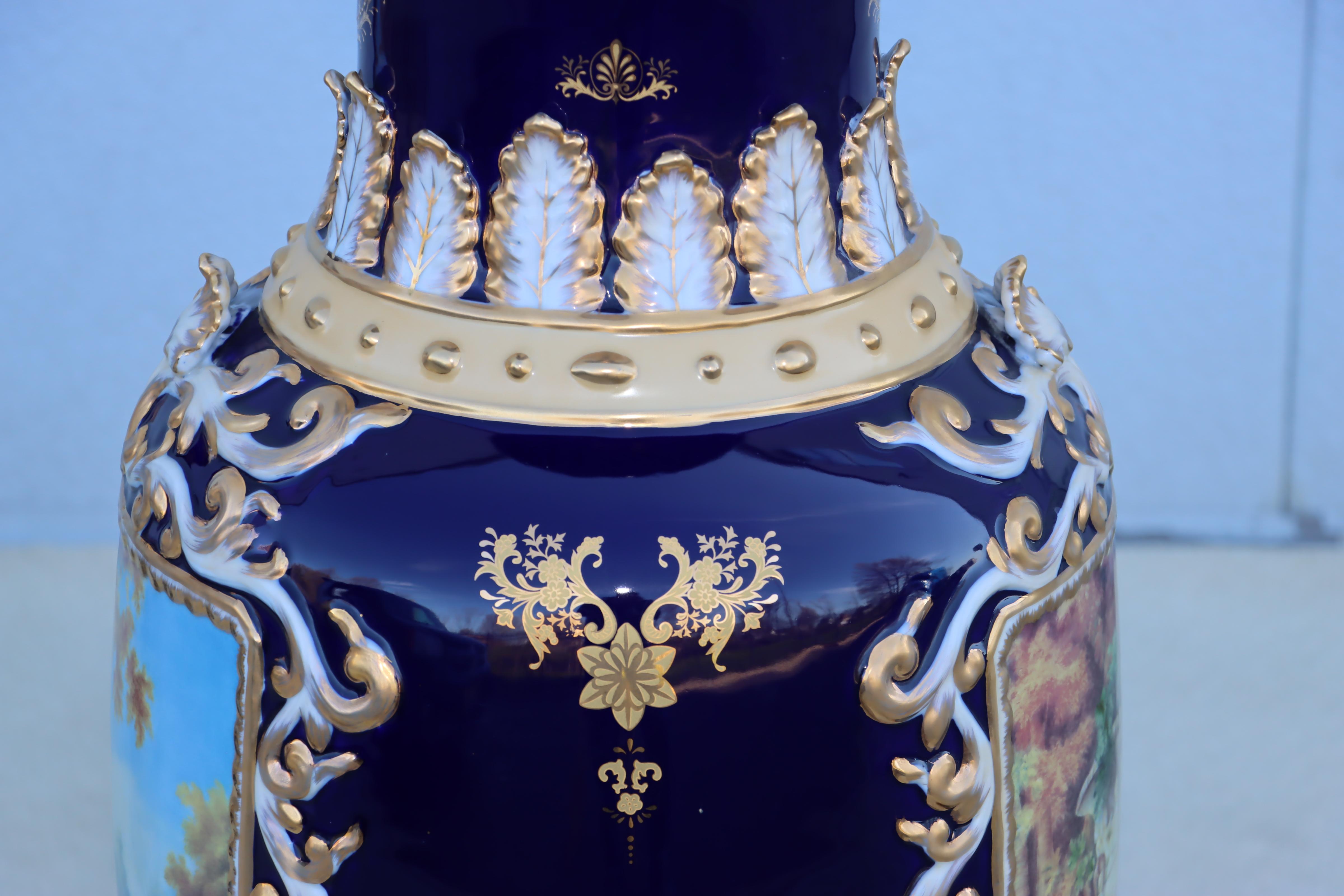 Large Decorative Floor Vases After Richard Klemm Dresden Made By Limoges For Sale 7