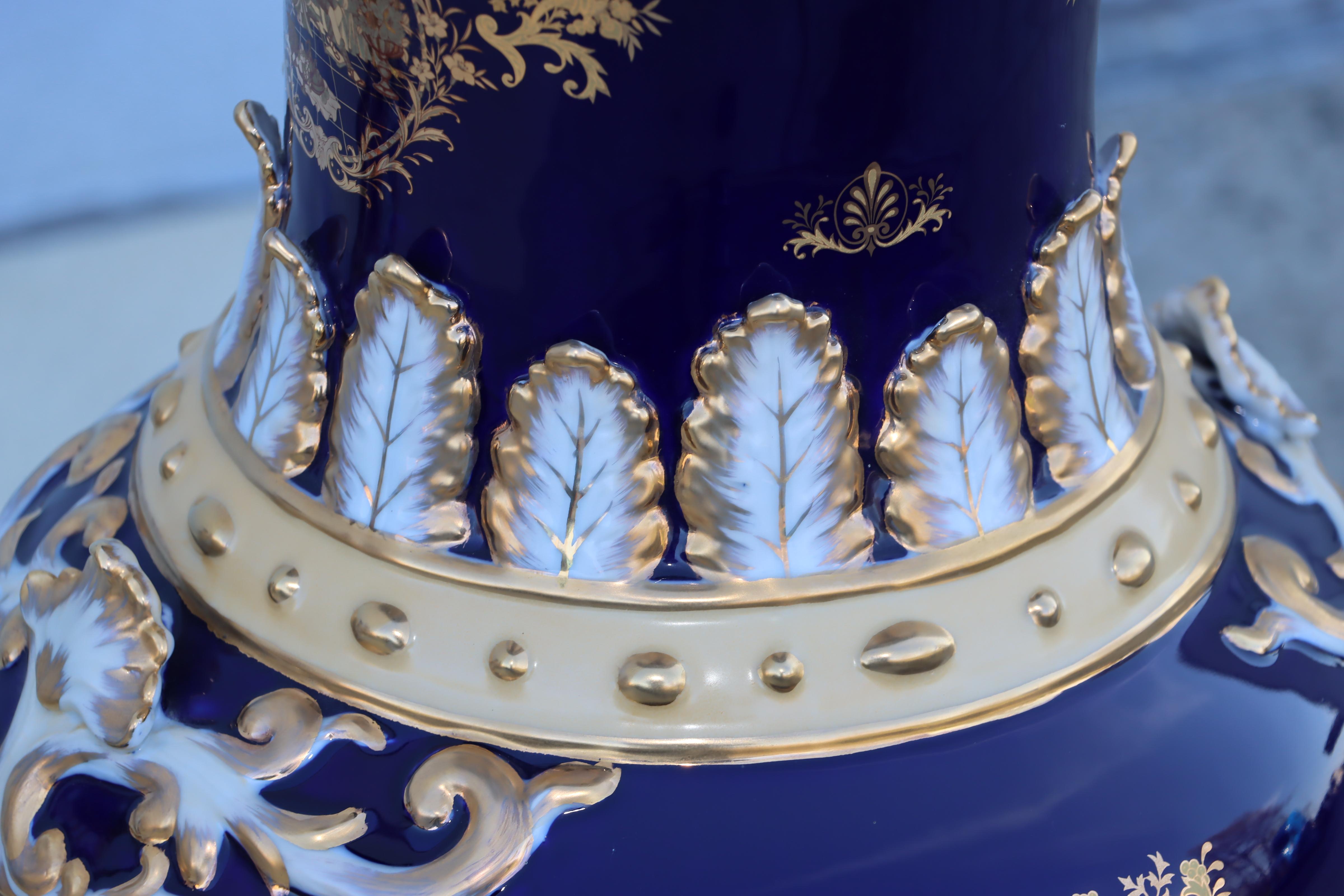 Large Decorative Floor Vases After Richard Klemm Dresden Made By Limoges For Sale 9