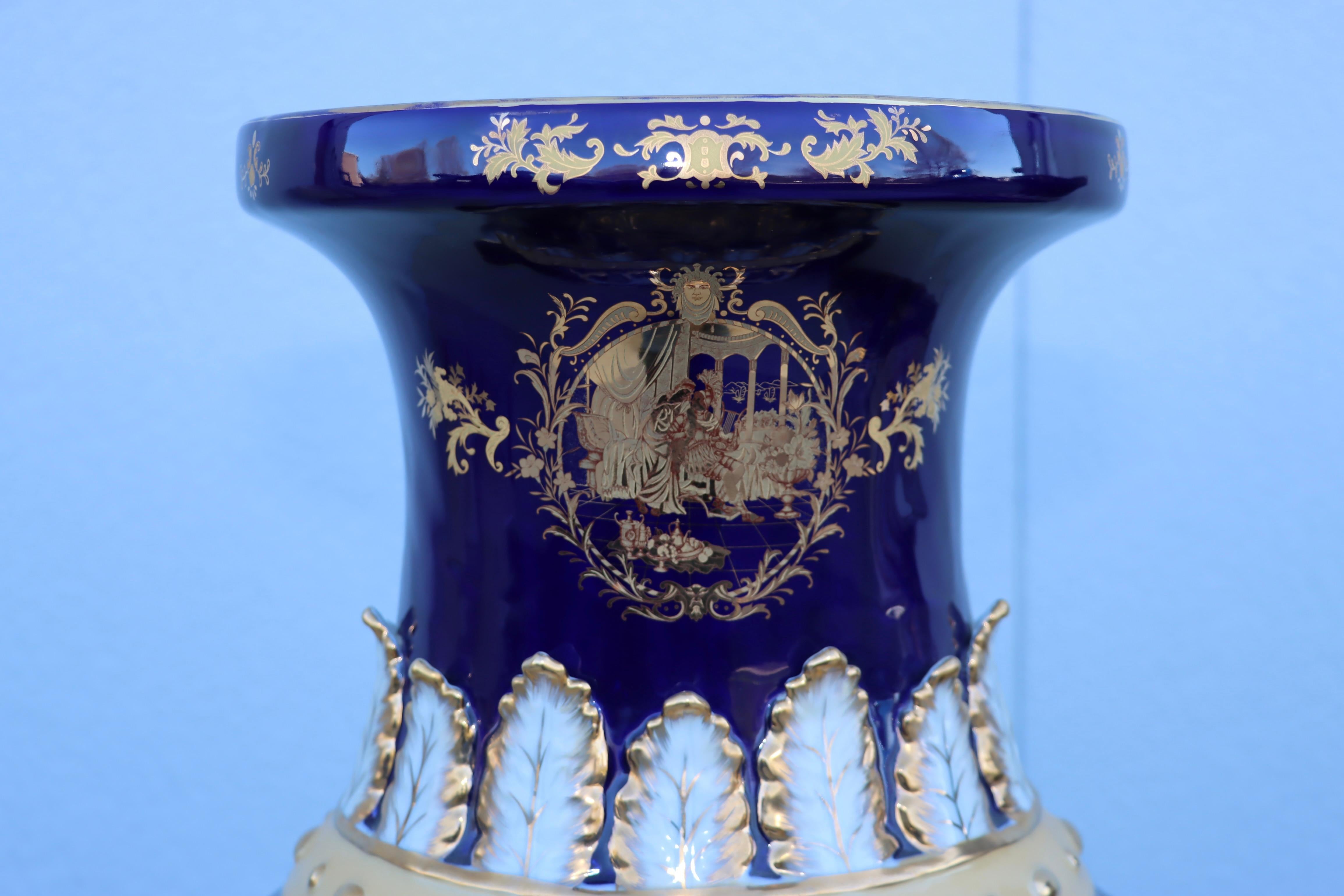 Large Decorative Floor Vases After Richard Klemm Dresden Made By Limoges In Good Condition For Sale In New York, NY