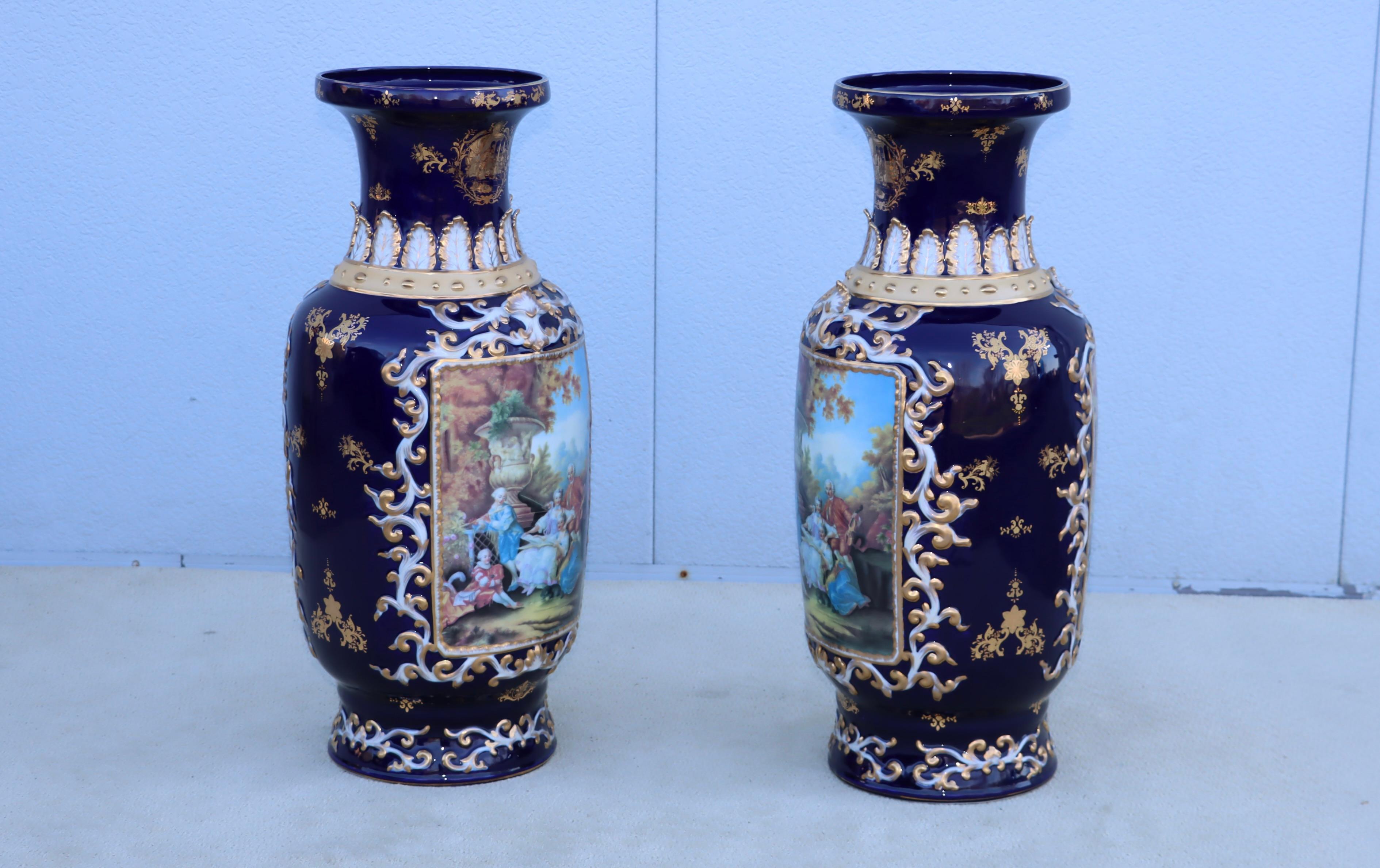 Large Decorative Floor Vases After Richard Klemm Dresden Made By Limoges For Sale 1