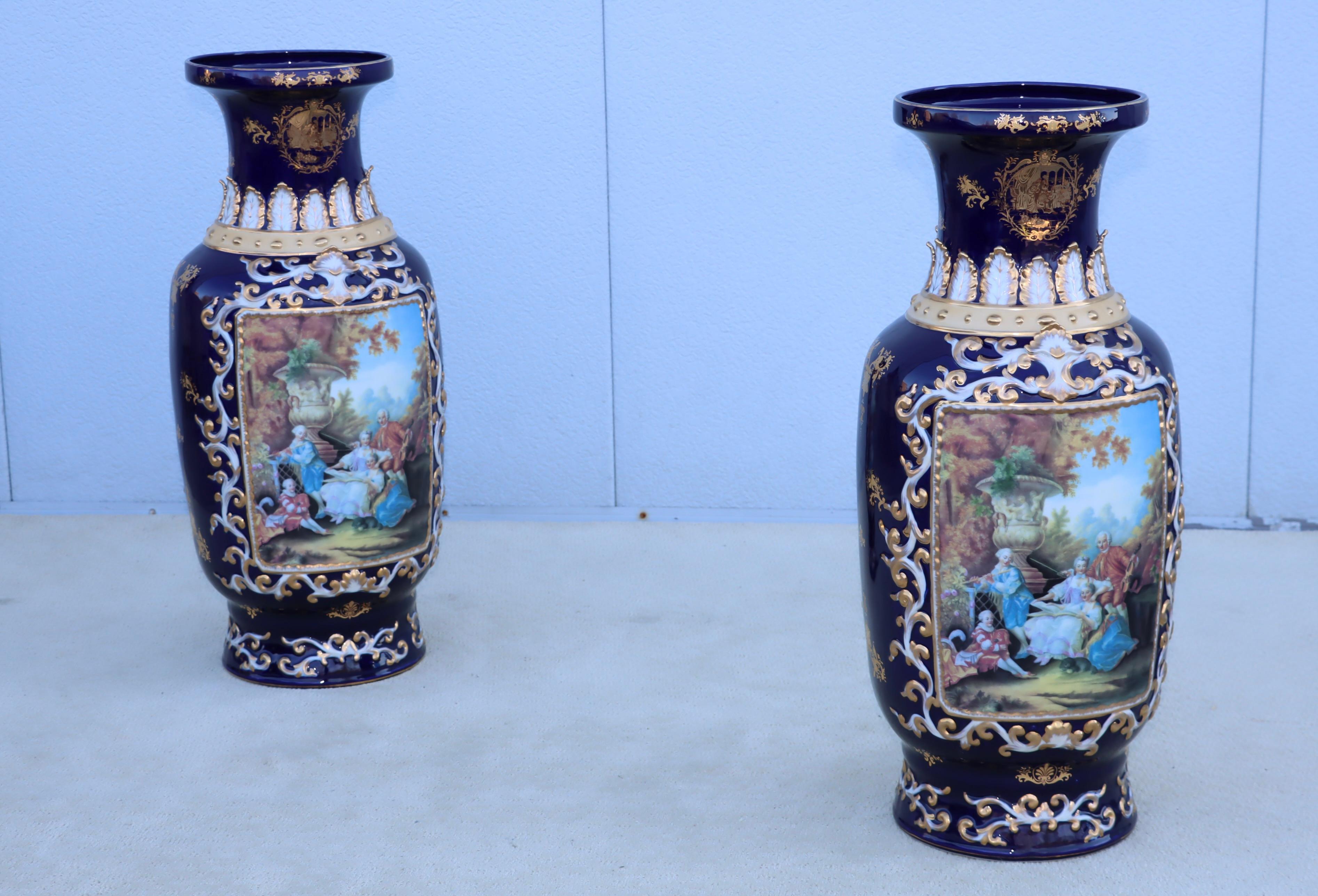 Large Decorative Floor Vases After Richard Klemm Dresden Made By Limoges For Sale 2