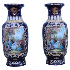 Large Decorative Floor Vases After Richard Klemm Dresden Made By Limoges