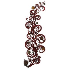 Large Decorative Floral Wall Sconce 1930 Italian in Red Lacquer with Flowers