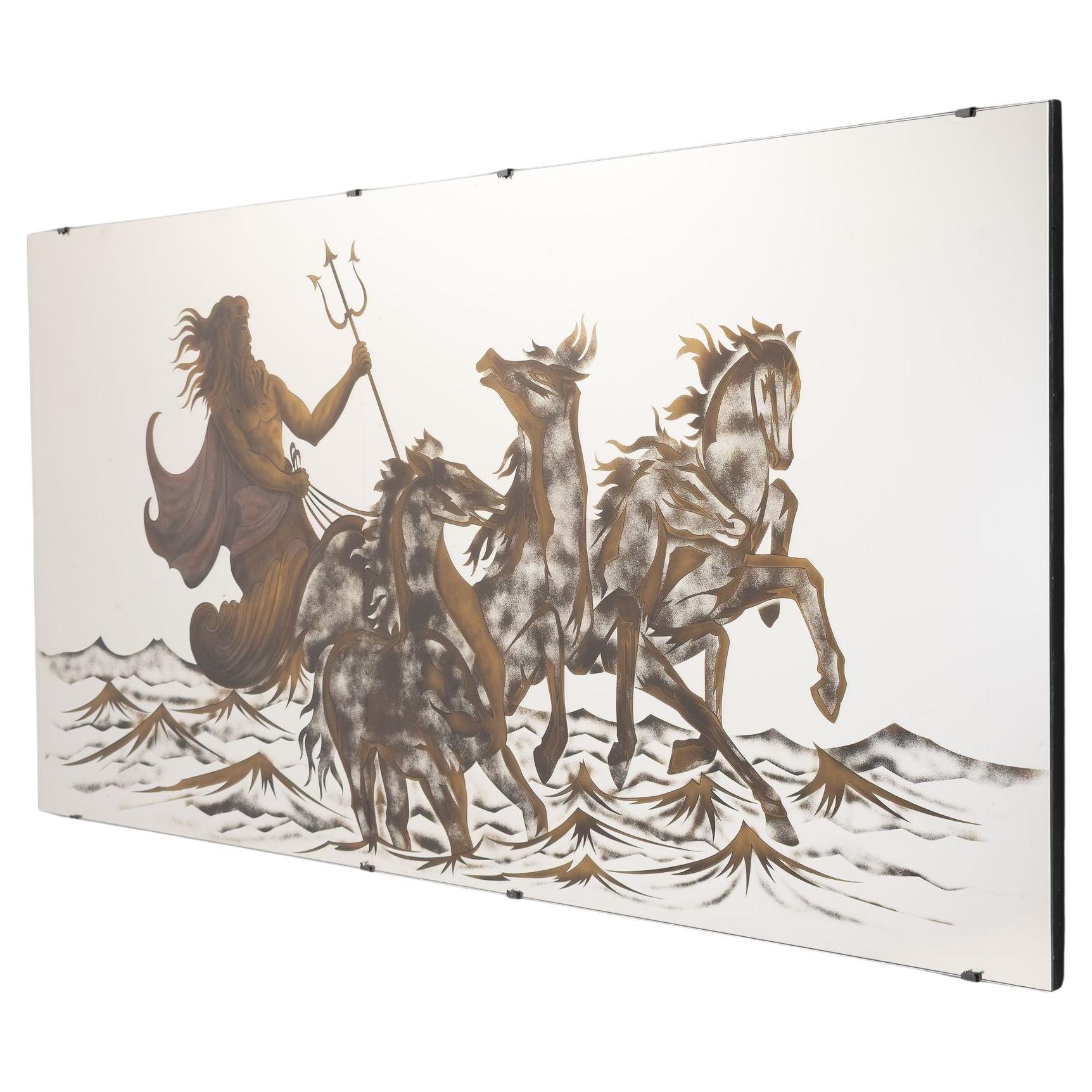 Large Decorative Frameless Mirror For Sale