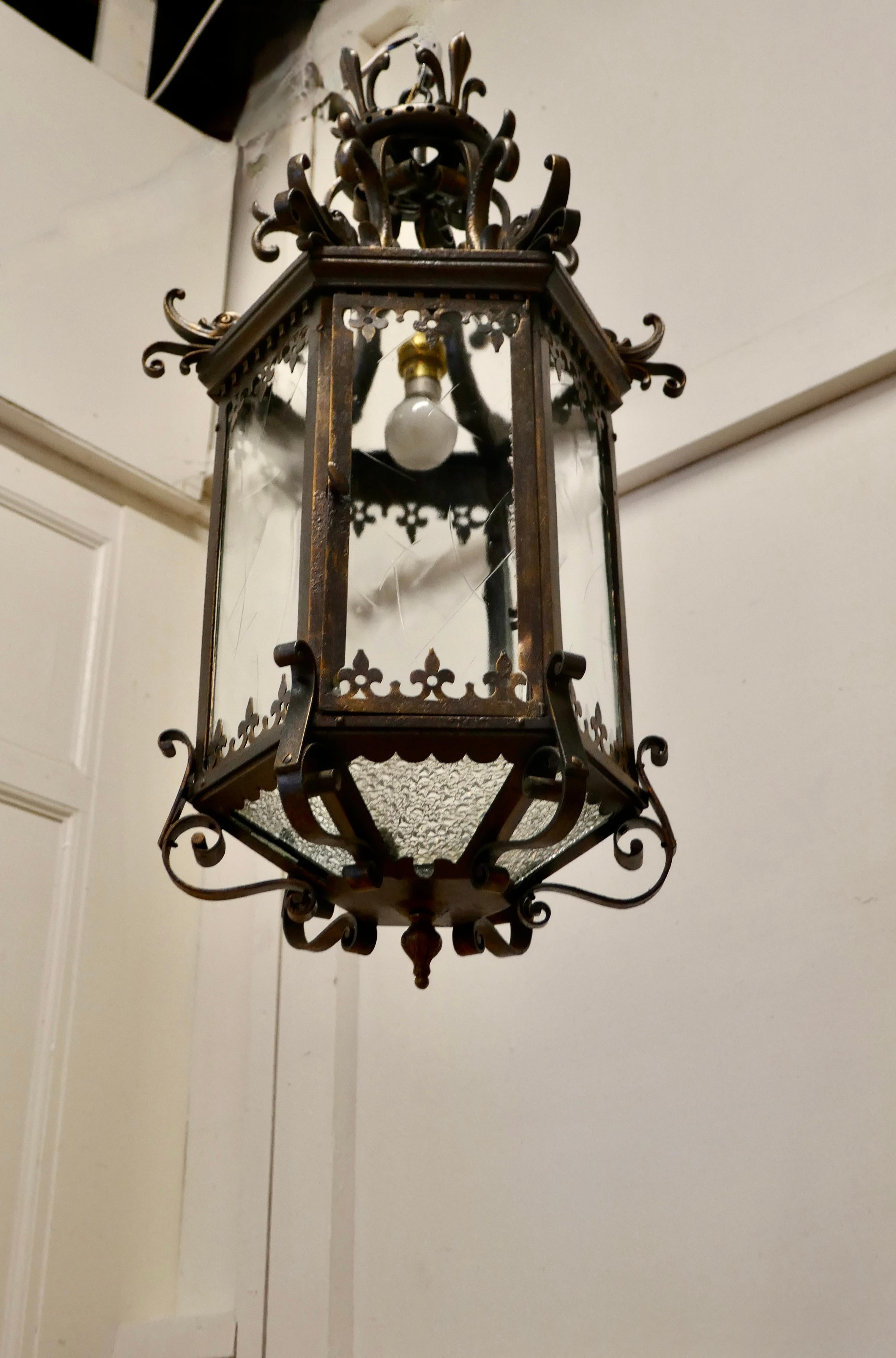 Large Decorative French Hall Lantern For Sale 1