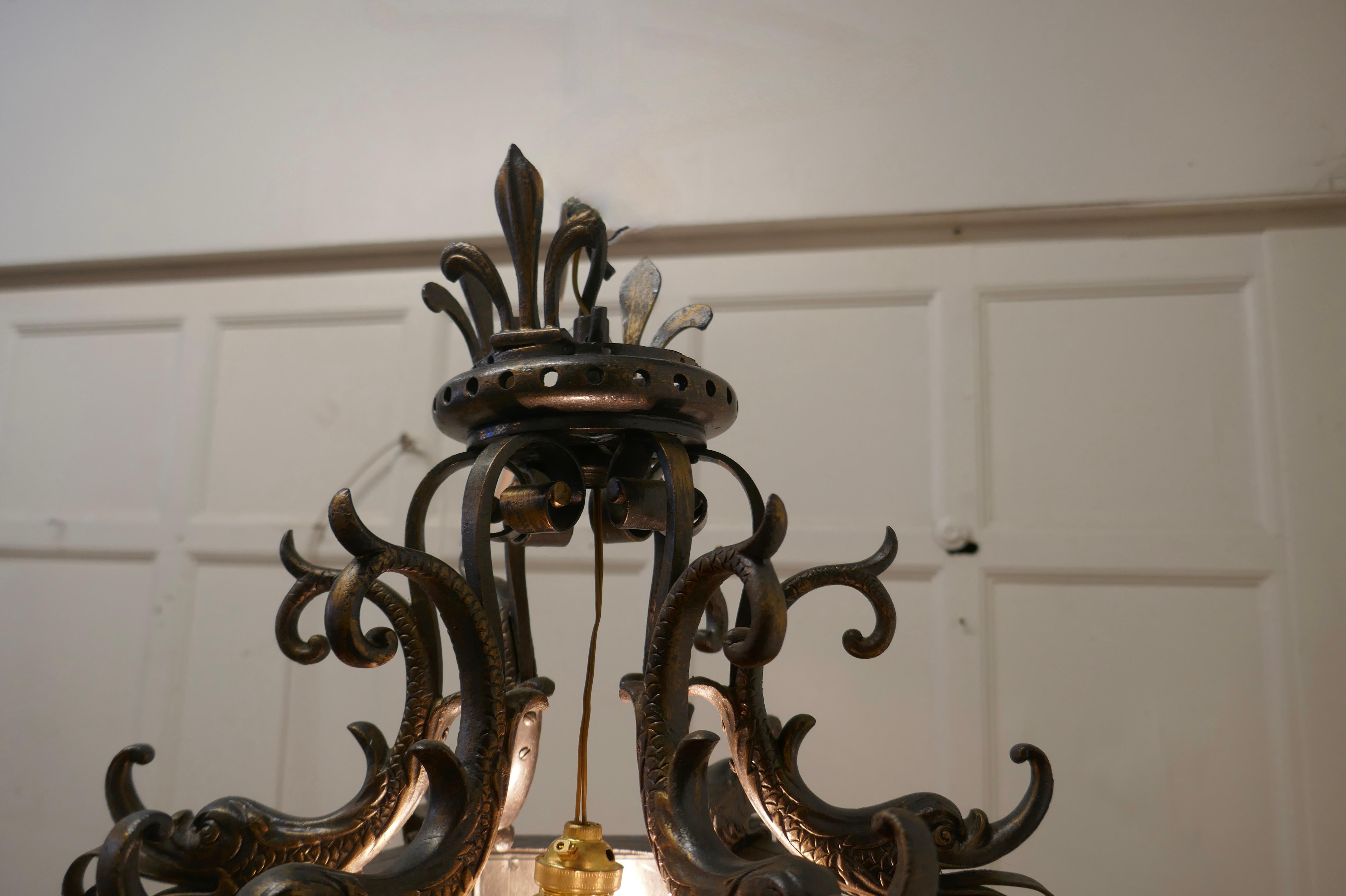 Gothic Large Decorative French Hall Lantern For Sale