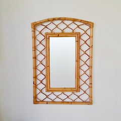 Large Decorative French Riviera Bamboo Mirror, circa 1960, France