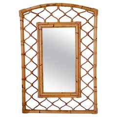 Large Decorative French Riviera Bamboo Mirror, circa 1960, France