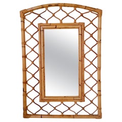 Large Decorative French Riviera Bamboo Mirror, circa 1960, France