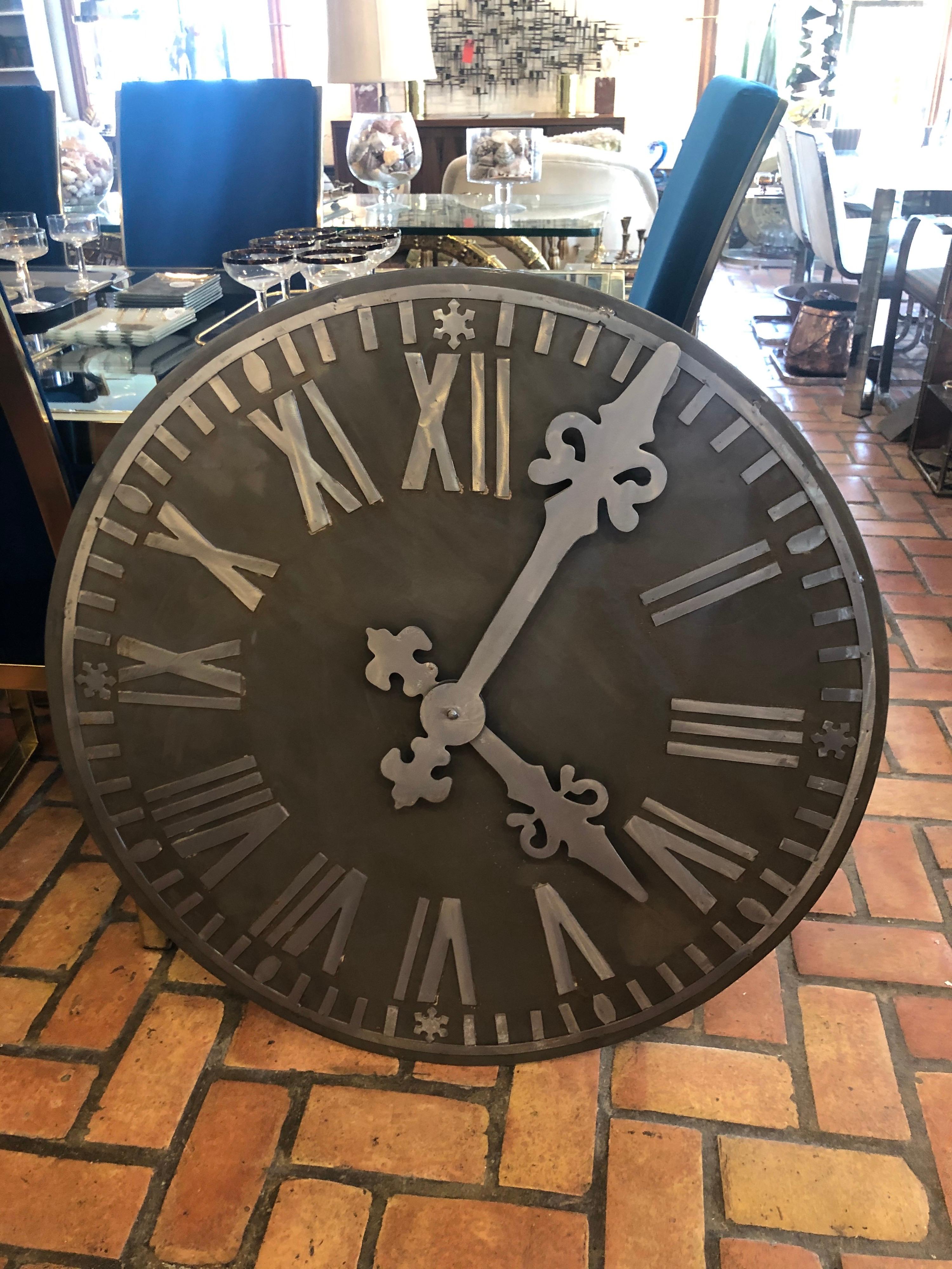 Large Decorative French Style Steel Wall Clock For Sale 12