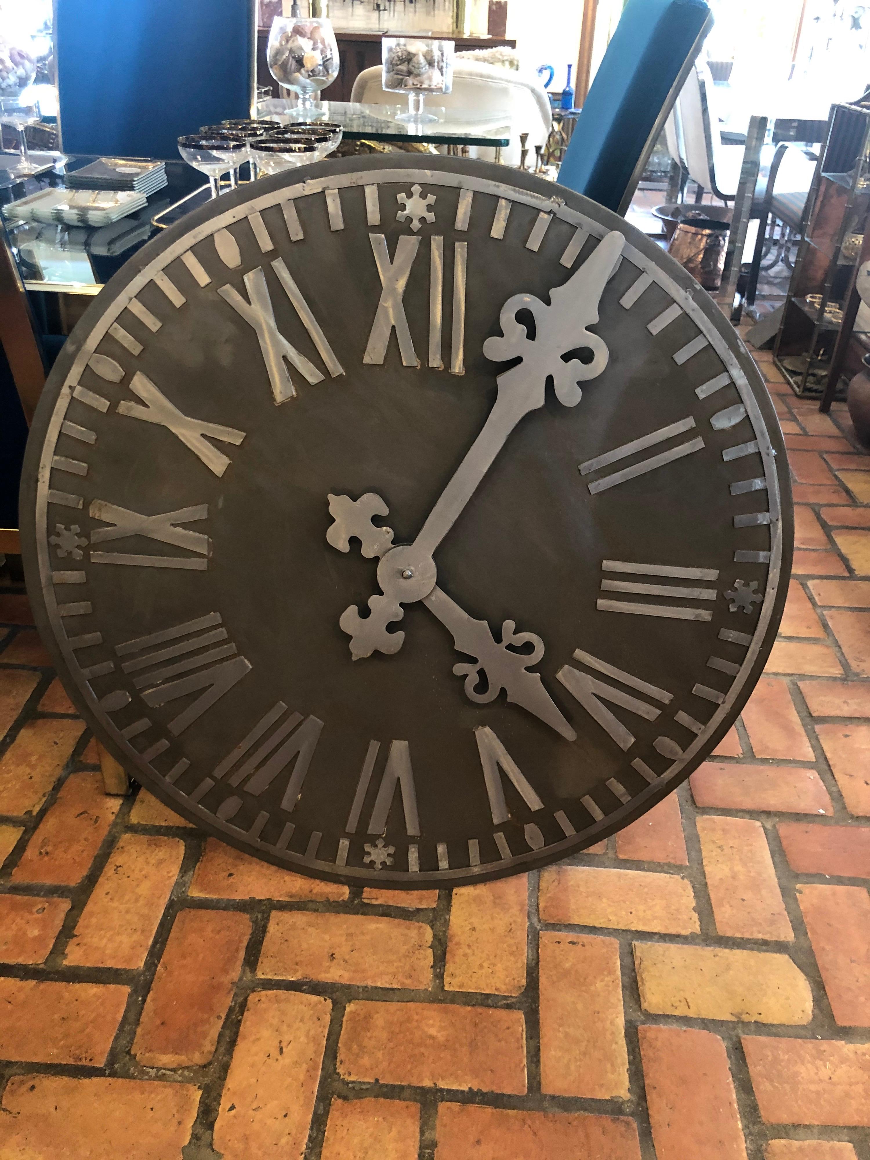 Late 20th Century Large Decorative French Style Steel Wall Clock For Sale