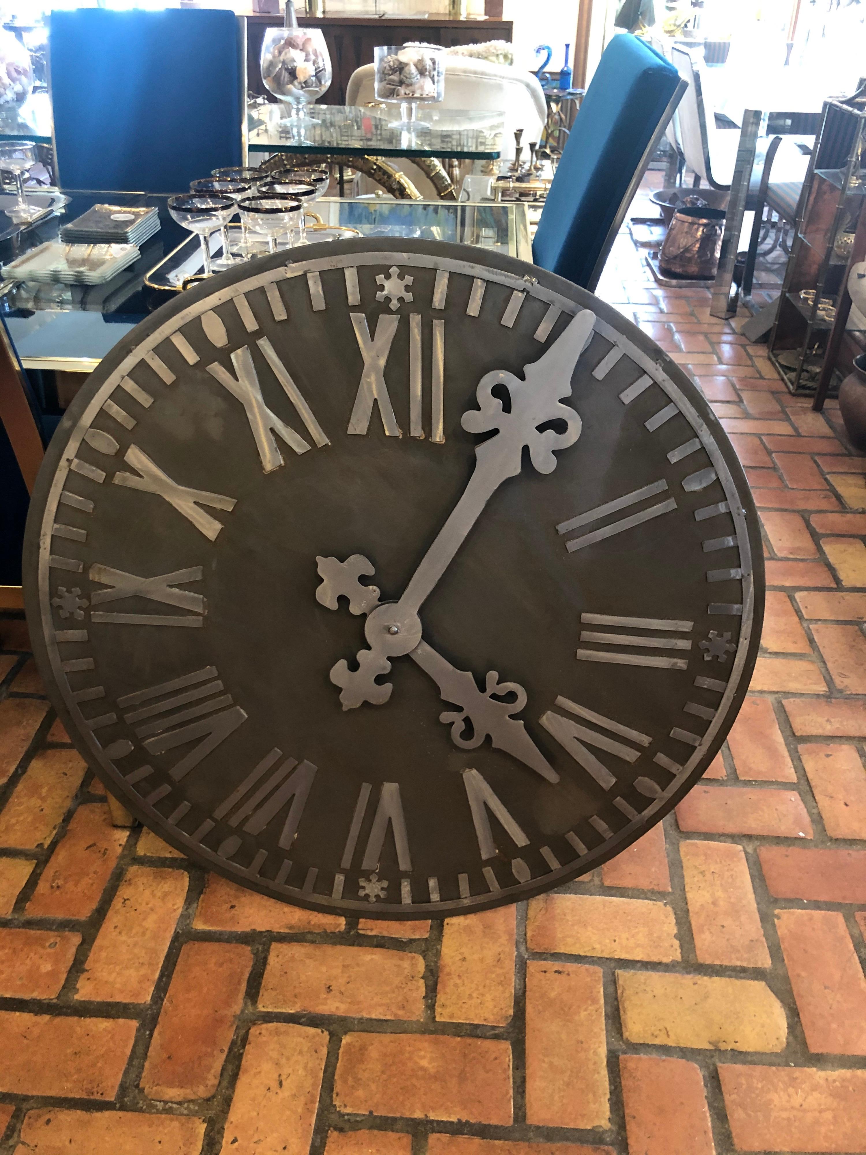 Large Decorative French Style Steel Wall Clock For Sale 1