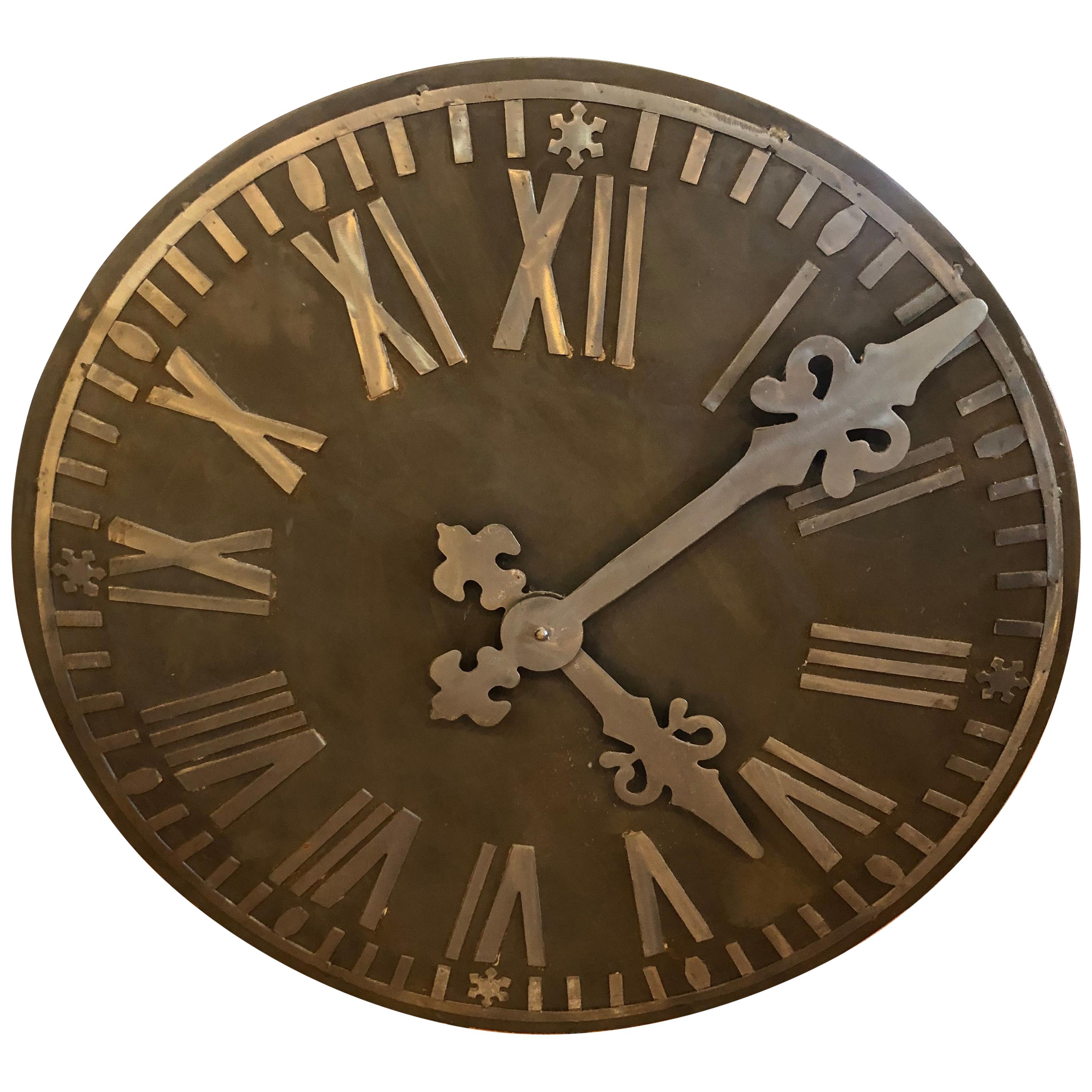 Large Decorative French Style Steel Wall Clock For Sale